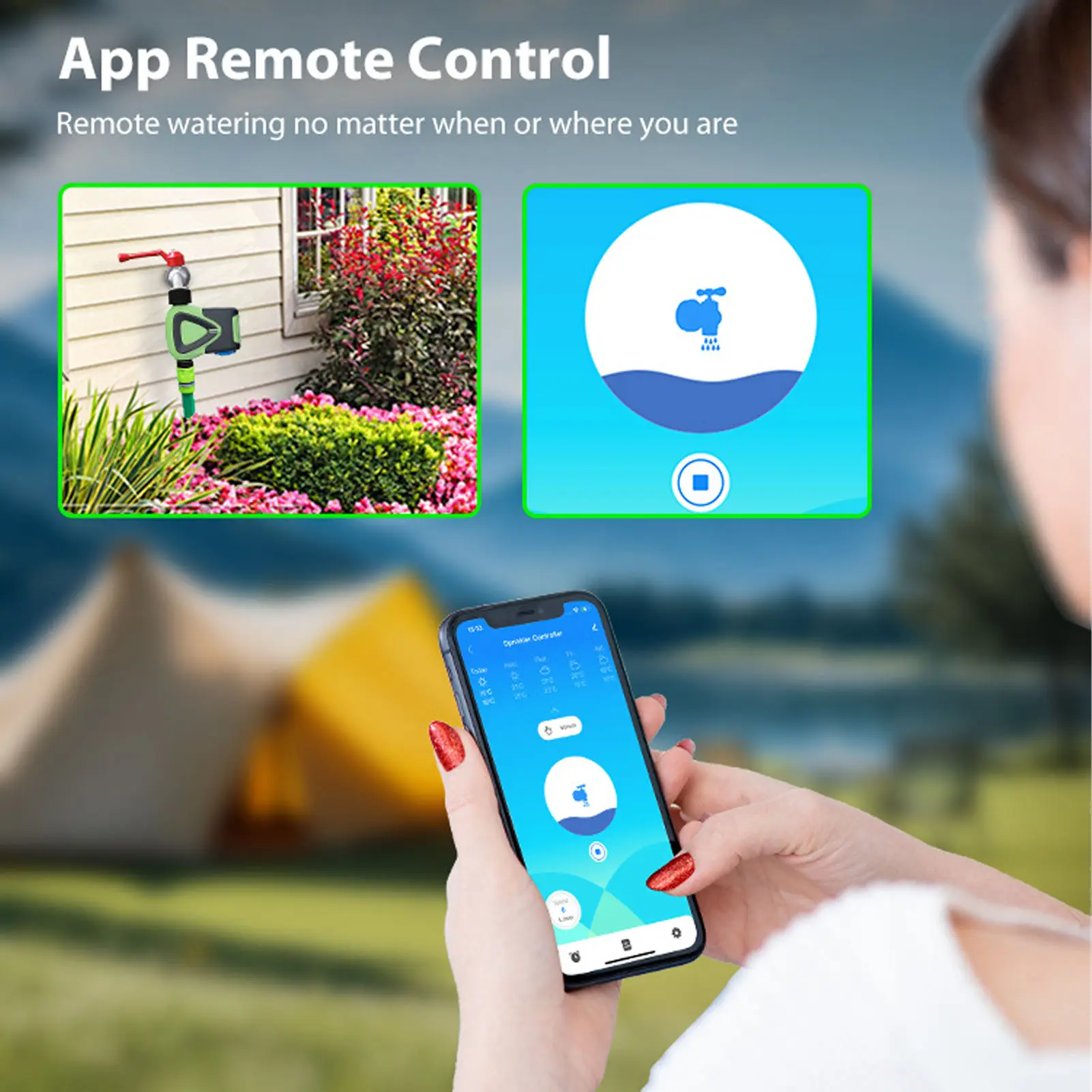 Smart Water Timer with Rain Delay Garden Hose Sprinkler Automatic Watering System for Outdoor Lawn Swimming Pool