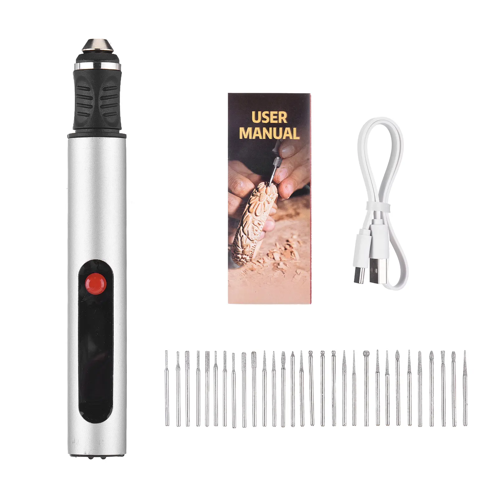 Electric Polishing Machine Kit 10W Electric Grinder Cordless Rotary Tool Kit 36pcs Accessories LCD Display w/3 Speeds for Craft