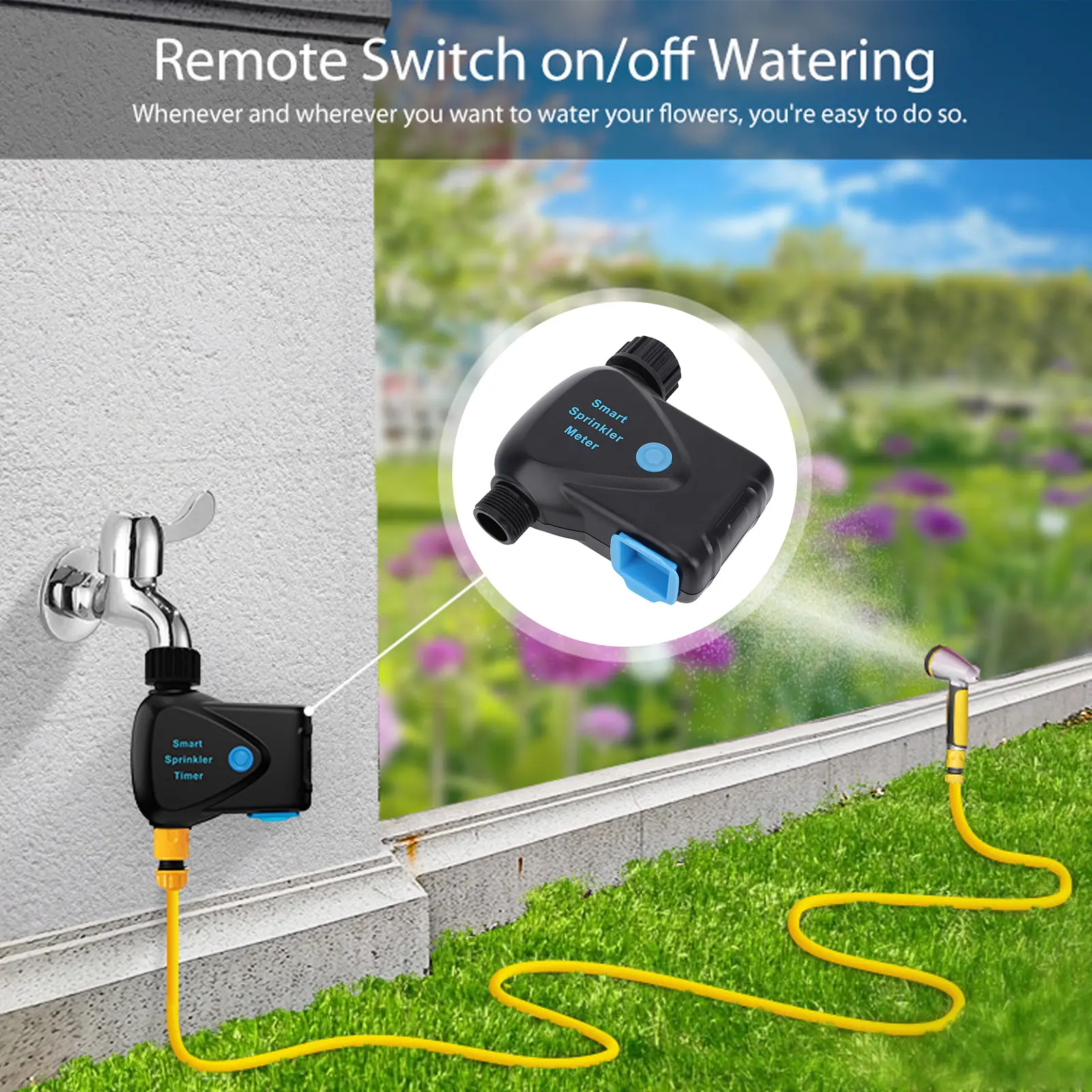 Smart Sprinkler Timer for Tuya WiFi Garden Hose Outdoor Water Controller Automate Lawn Pool Watering System w/ Rain Delay Meter