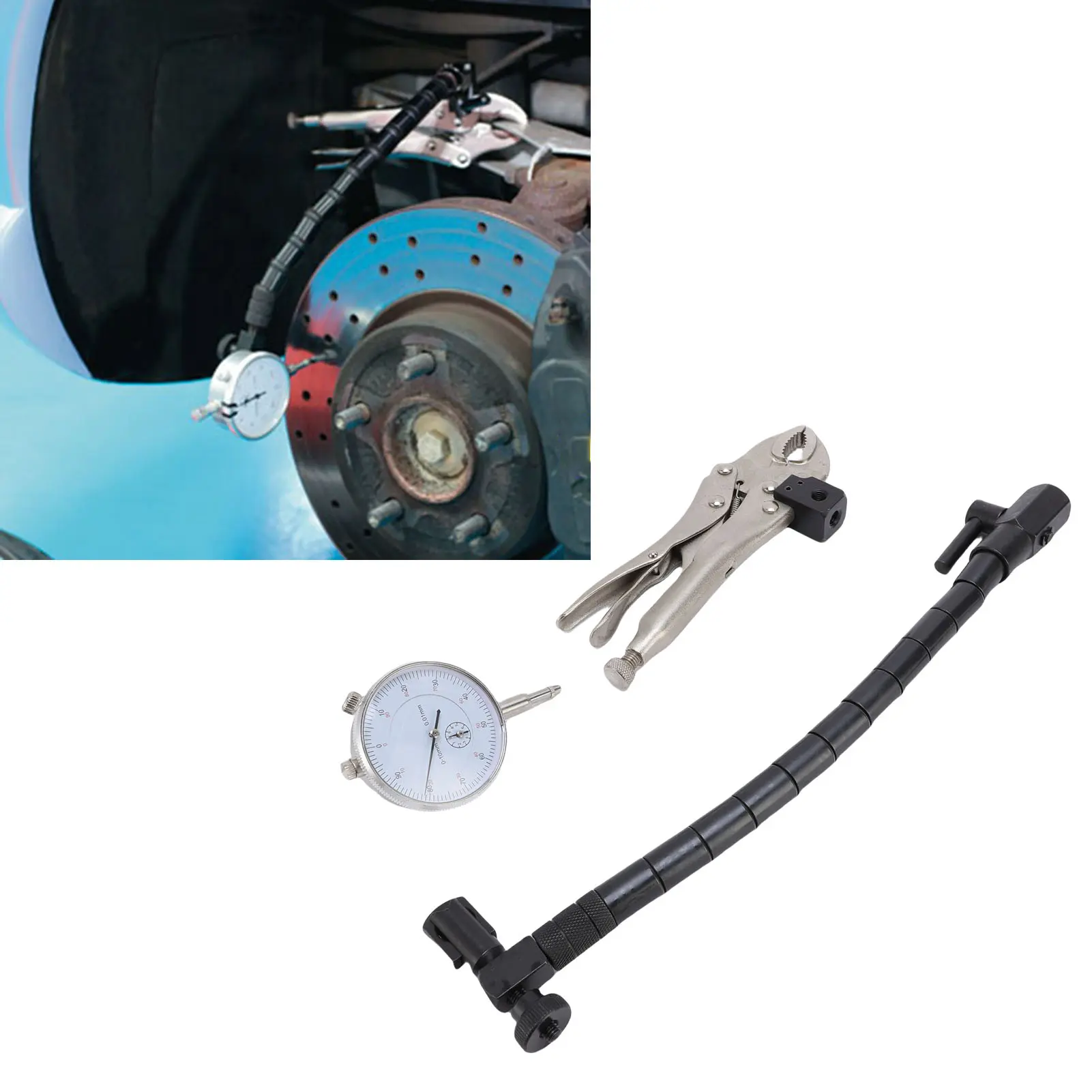 Disc Brake Rotor Gage Set Portable 7in Locking Clamp Multifunctional Disc and Rotor Joint Gage Set for Assessing Gear Backlash