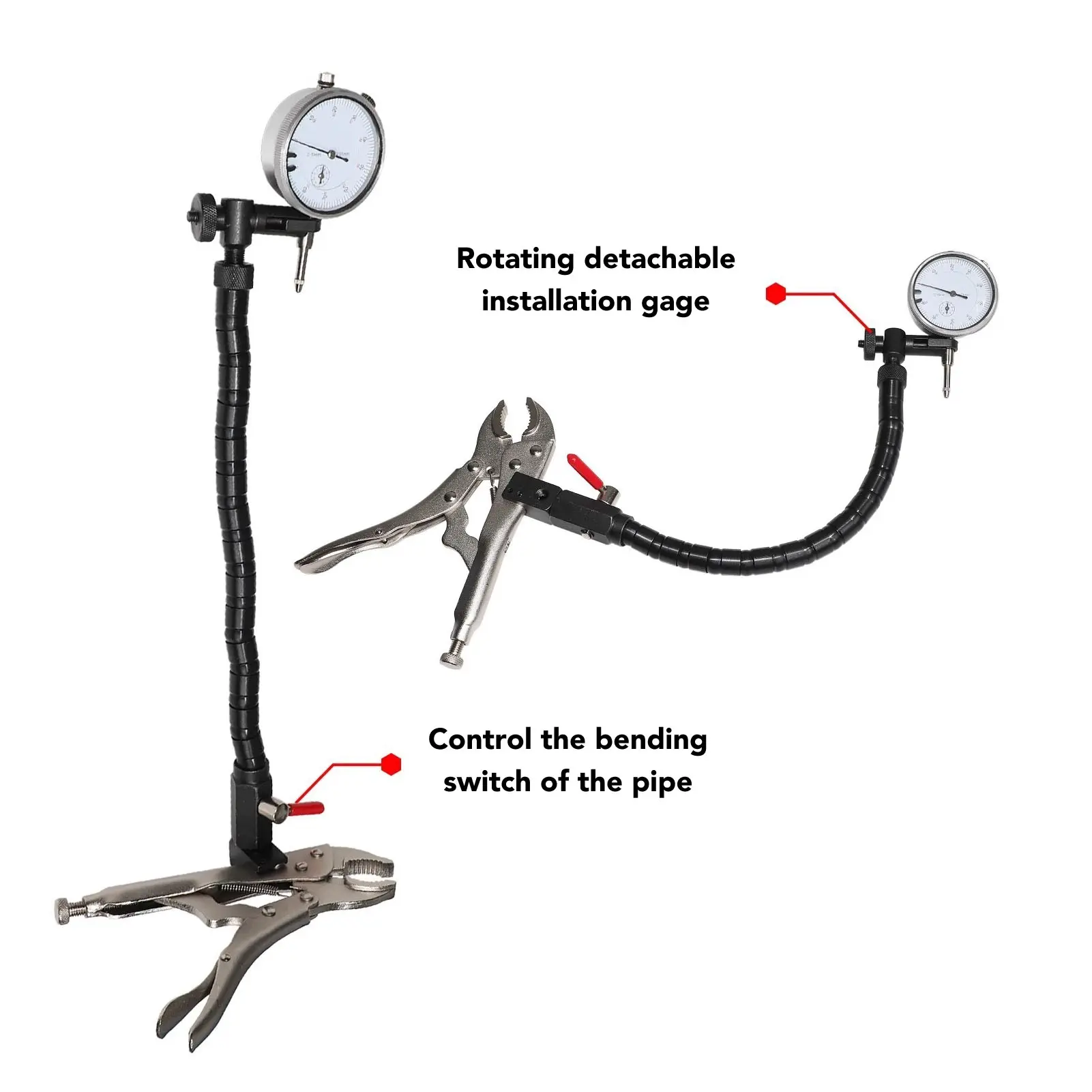 Disc Brake Rotor Gage Set Portable 7in Locking Clamp Multifunctional Disc and Rotor Joint Gage Set for Assessing Gear Backlash