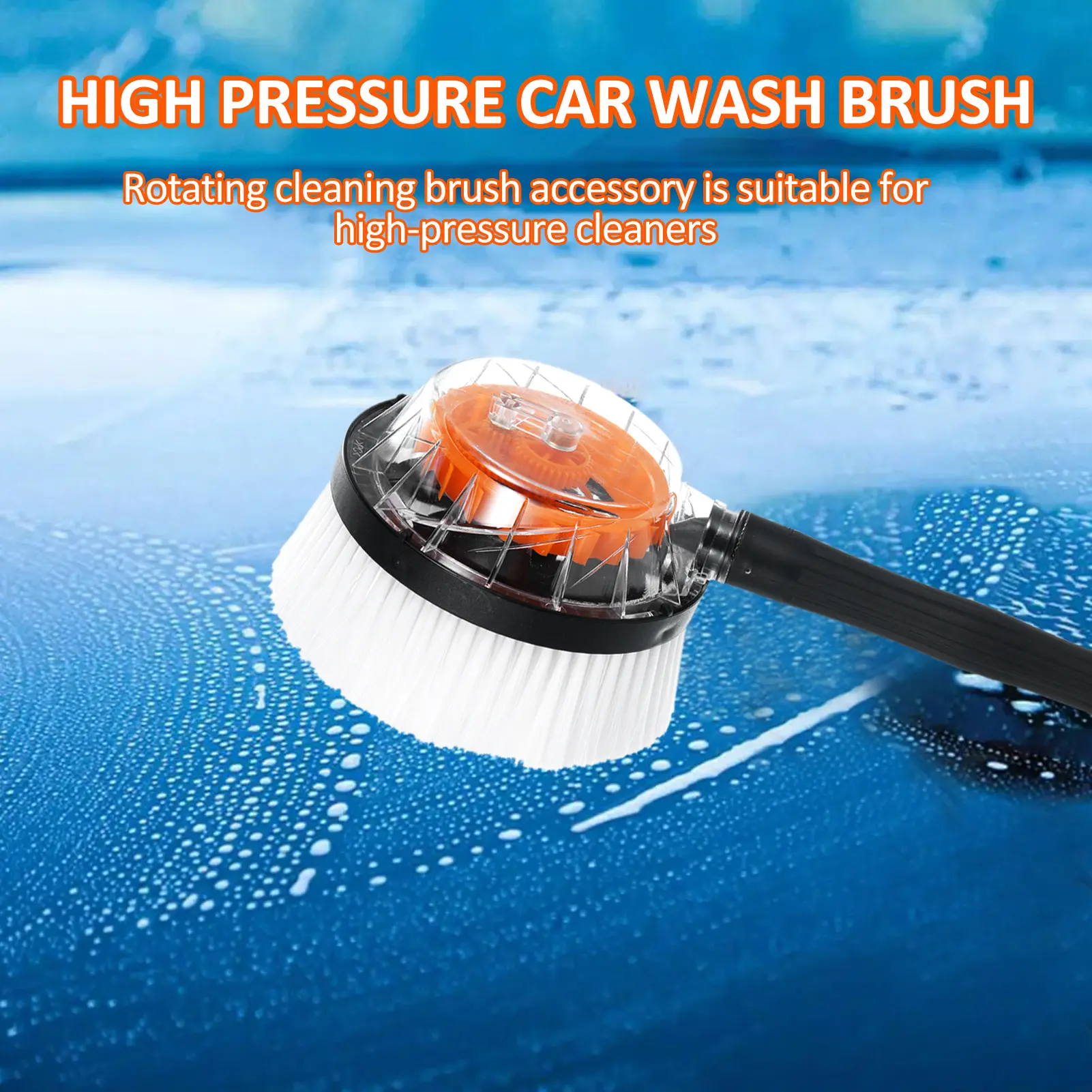 Car Cleaning Brush Car Wash Foam Brush Automatic Rotary Long Handle Cleaning Broom Cleaning Tools Auto Accessories