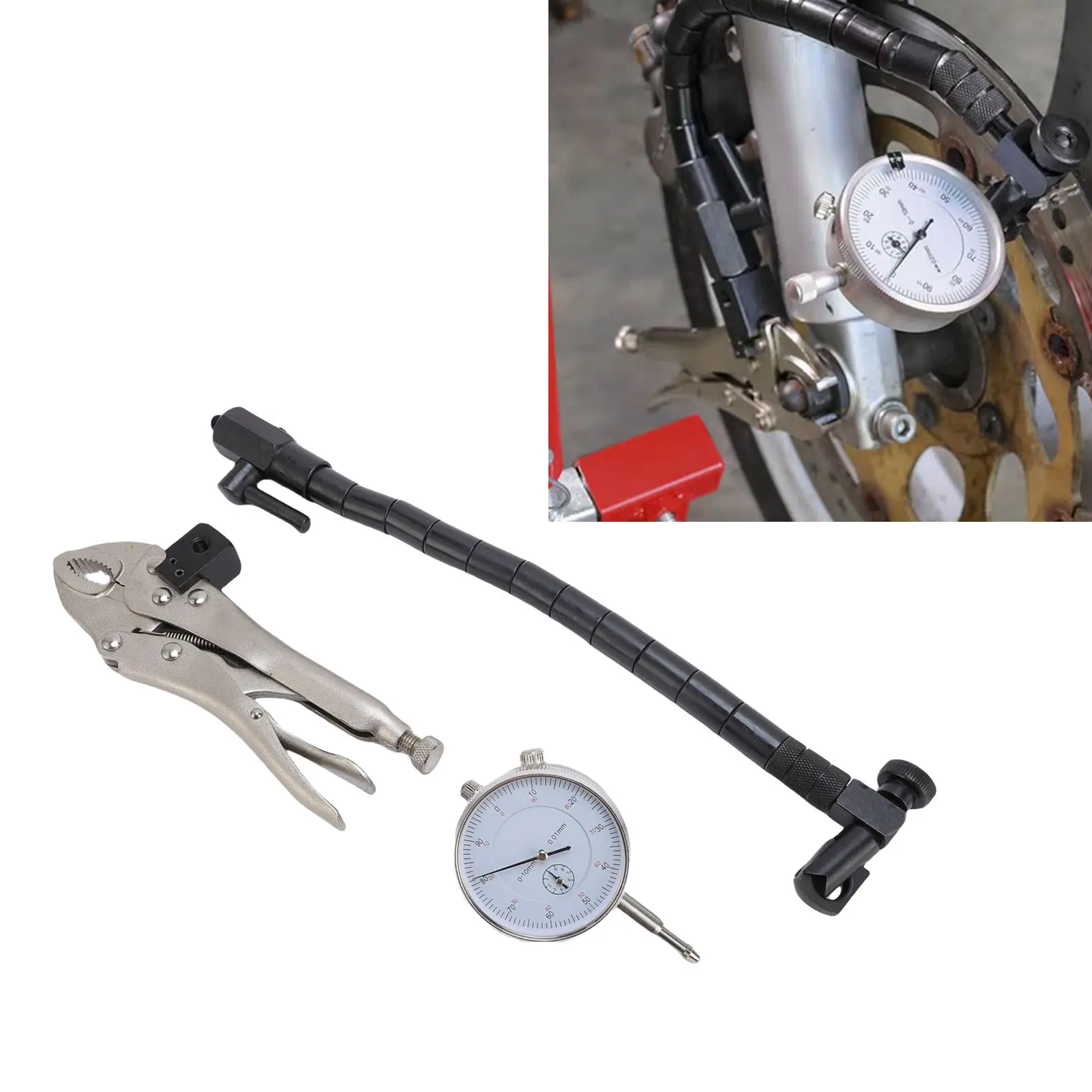 Disc Brake Rotor Gage Set Portable 7in Locking Clamp Multifunctional Disc and Rotor Joint Gage Set for Assessing Gear Backlash