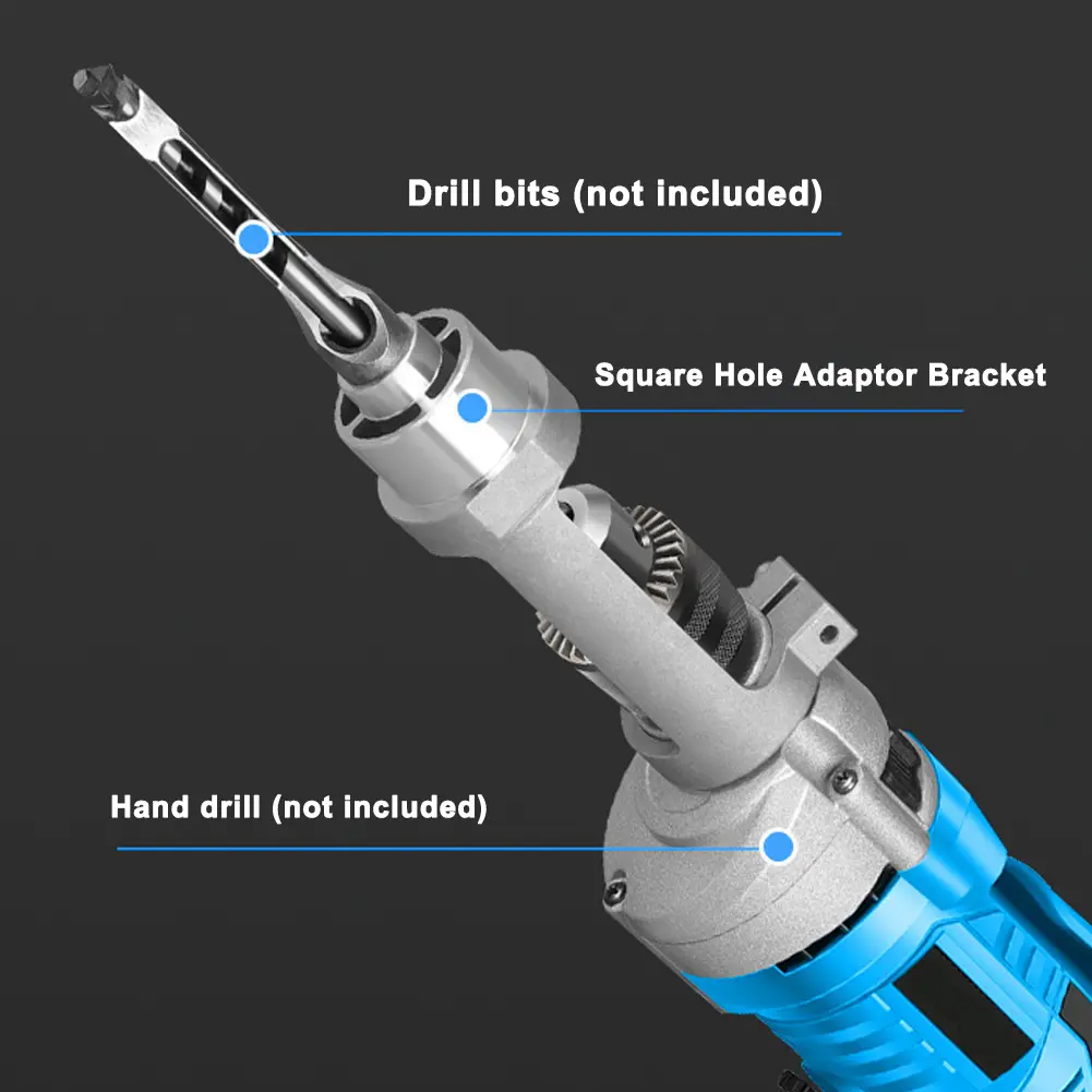 Square Hole Drill Bit Adapter Drill Bit Fixing Bracket,Professional Attachment Joint Mortiser Bit for Hand Electric Drill
