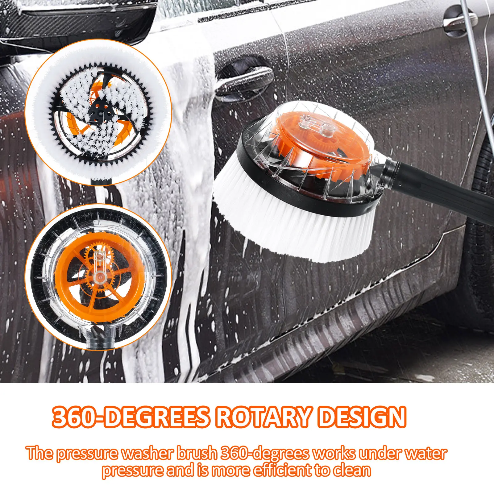 Car Cleaning Brush Car Wash Foam Brush Automatic Rotary Long Handle Cleaning Broom Cleaning Tools Auto Accessories