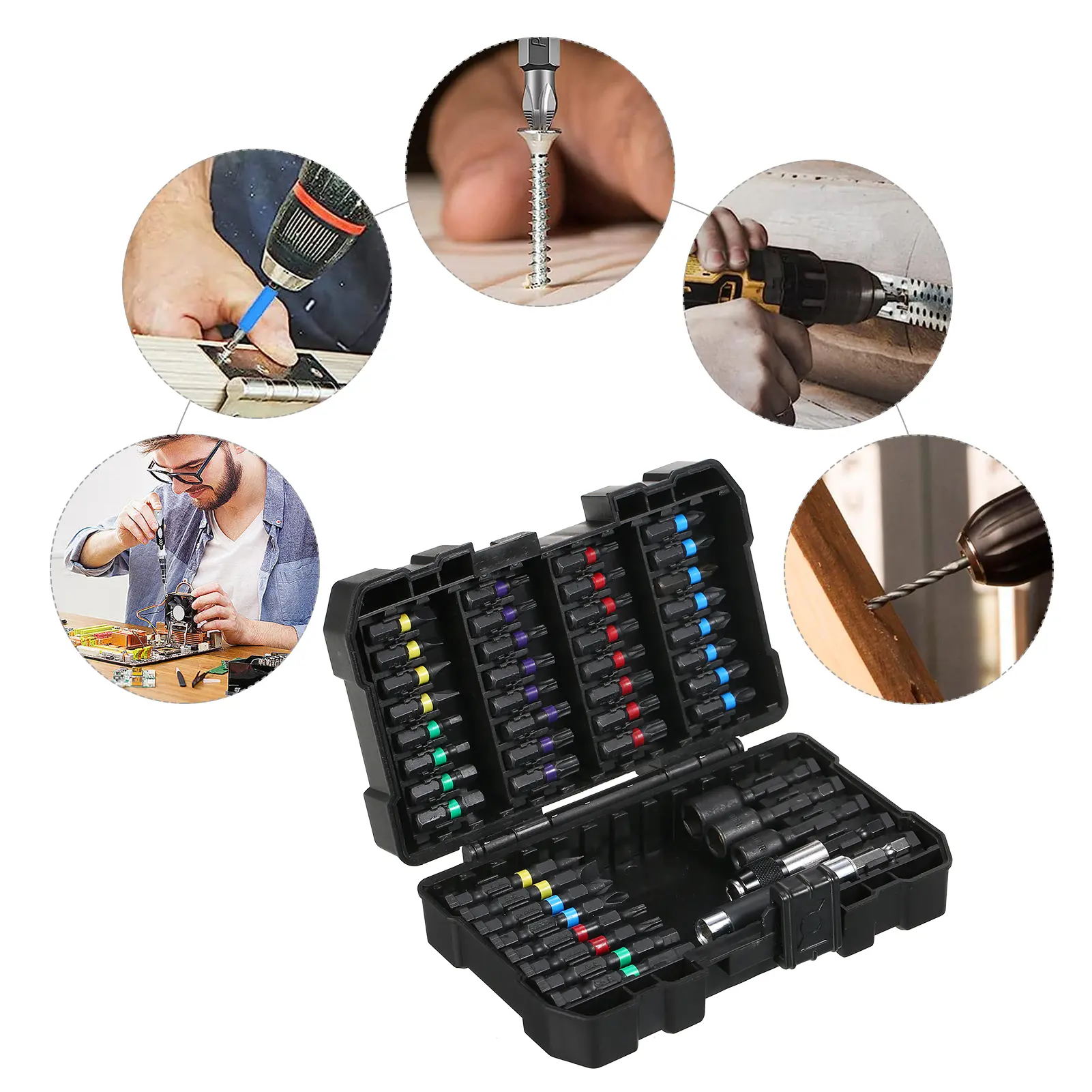 15/20/45PCS Drill Bit Set Screwdriver Bit Set Impact Driver Bit Set for Wood Metal Steel and Security Screwdriver Bits with Case