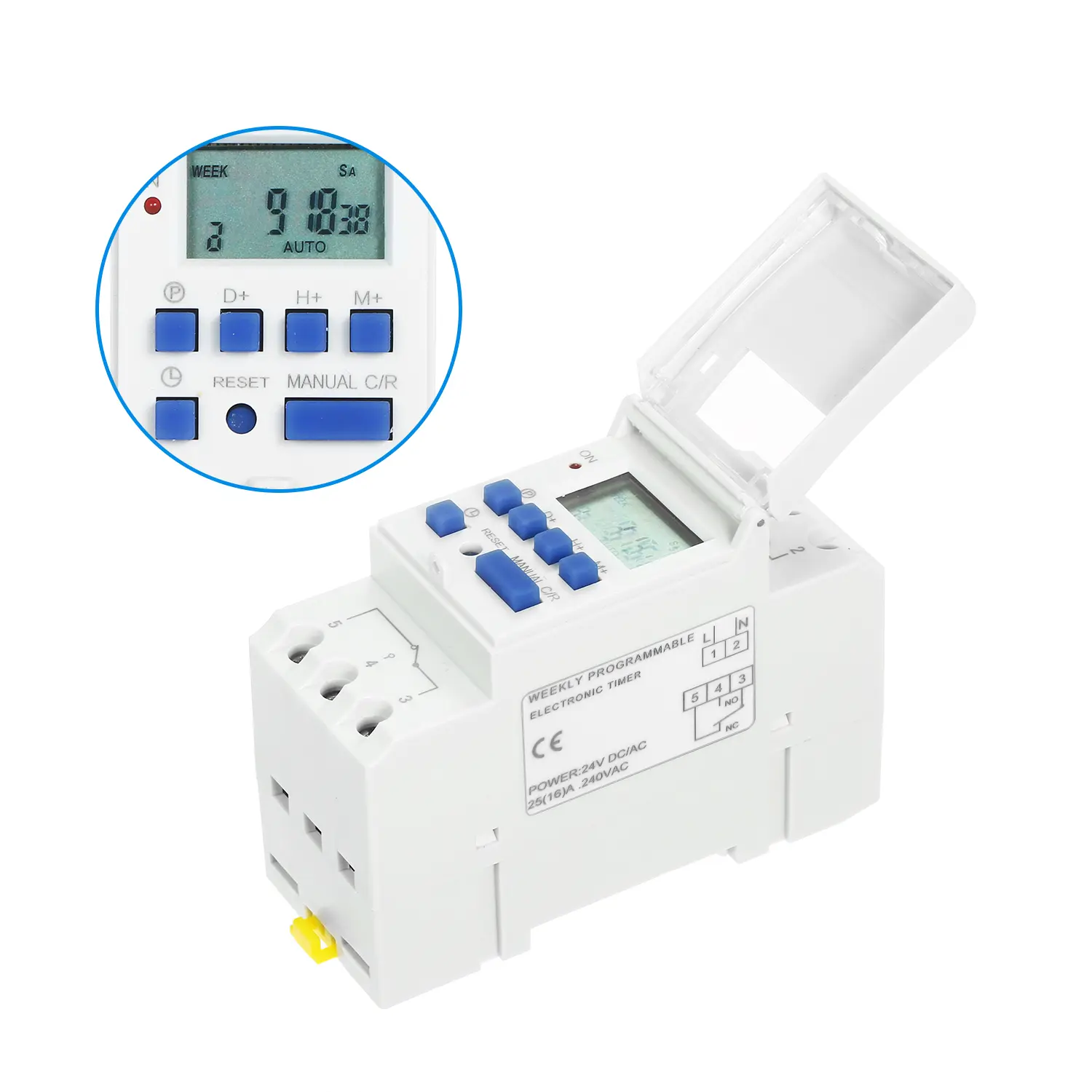 THC15A Digital LCD Power Programmable Timer Switch Relay 16A Amp Electronic Weekly 7 Days 16 On & Off Relay Timer Control AC/DC