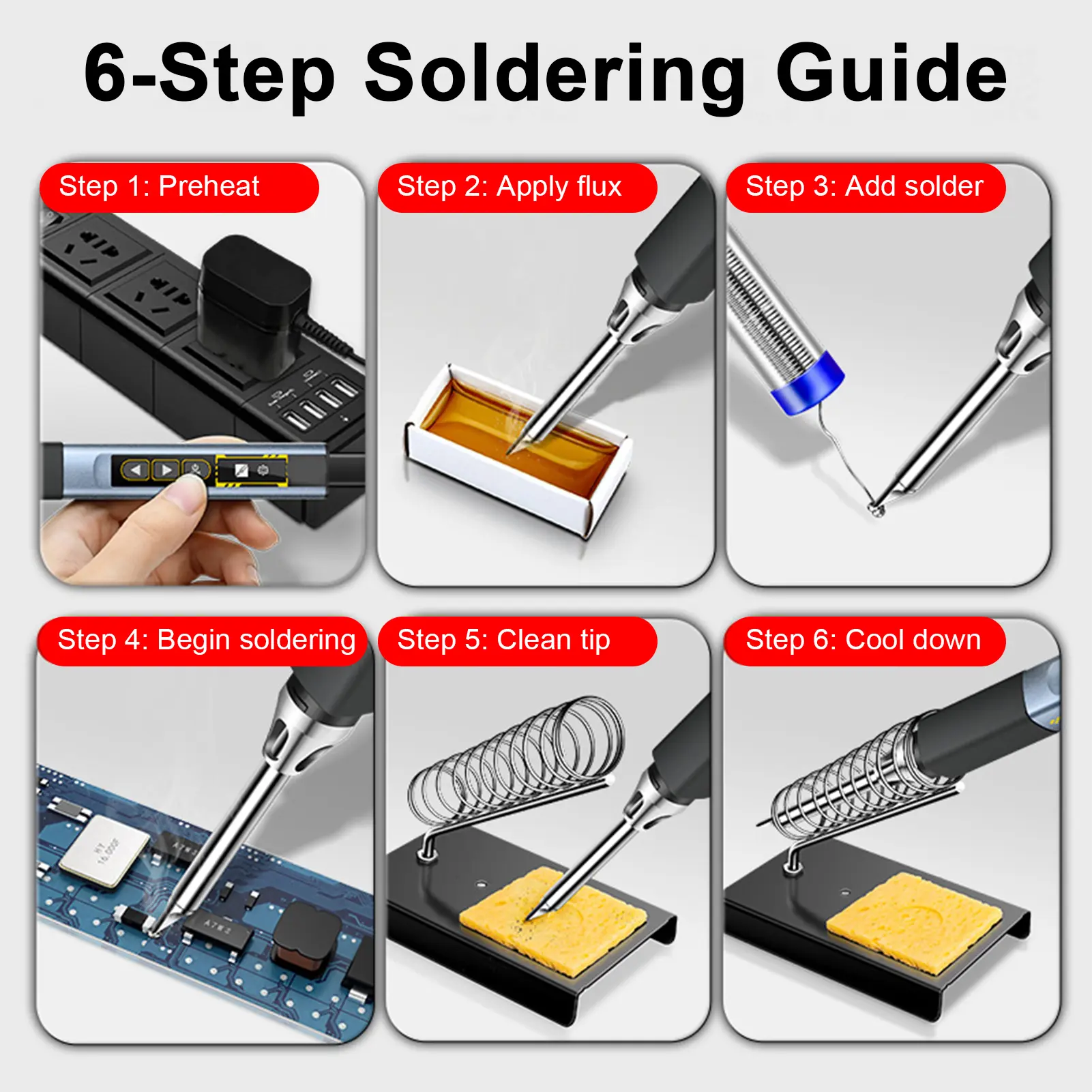 Electric Soldering Iron, 96W Fast Heating, Adjustable Temp 100°C~450°C, OLED Display, Auto Shut-Off Type-C for Electronics Repai