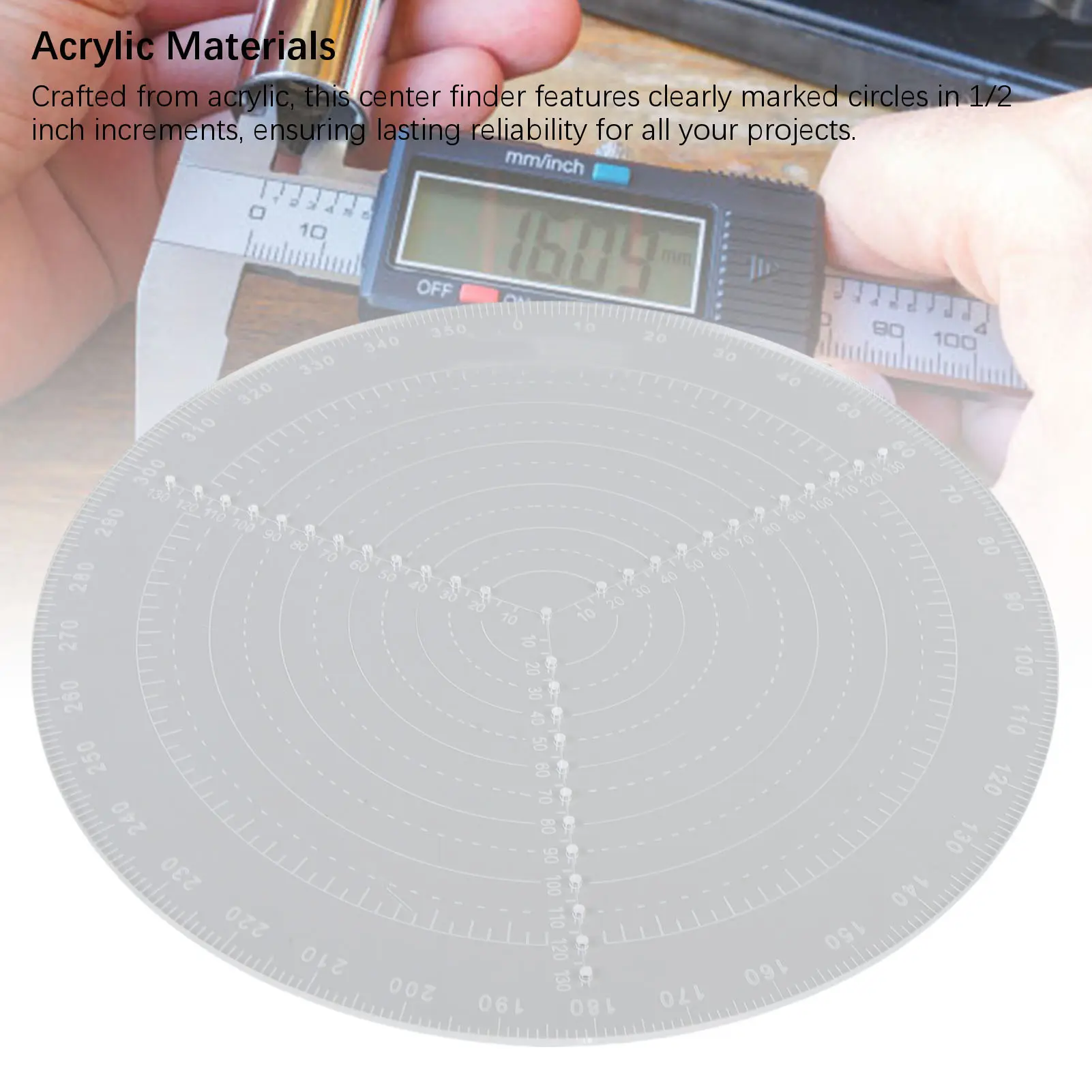 Round  Center Finder 300mm 11.8in Multifunctional Clear Scales Portable  Center Finder for Woodworking Arts Crafts