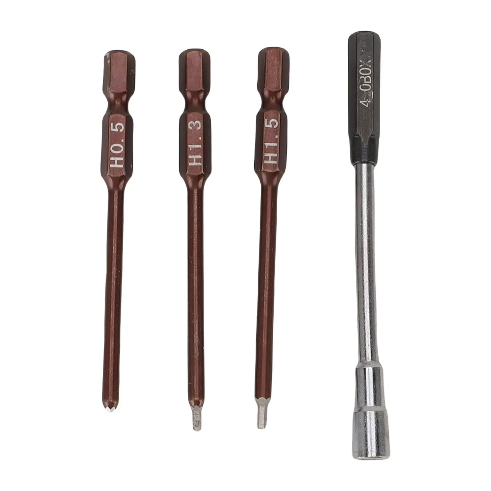 4 in 1 RC Hexagonal Screwdriver Aluminum Alloy Steel Ergonomic Handle 0.5mm 1.3mm 1.5mm 4mm Anti Slip RC Hex Key Set for Drone