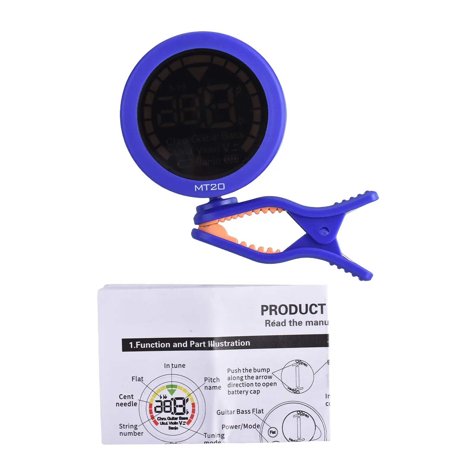 Guitar Tuner Clip On for Chromatic Guitar Bass Violin Ukulele Color Screen Display Portable Guitar Tuner with Rotating Clip