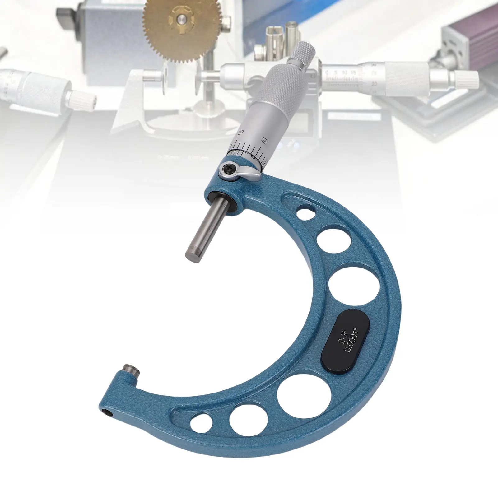 Mechanical Micrometer 2-3 Inch Outer Diameter Micrometer ±0.0001in Accuracy Calibration Part with Wrench for Length Measurement