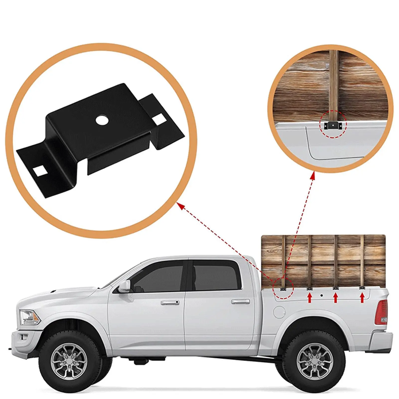 4PCS Trailer Stake  Bracket High Strength Carbon Steel Trailer Rail Bracket for 2x4in Stakes Trailer Stake  Bracket