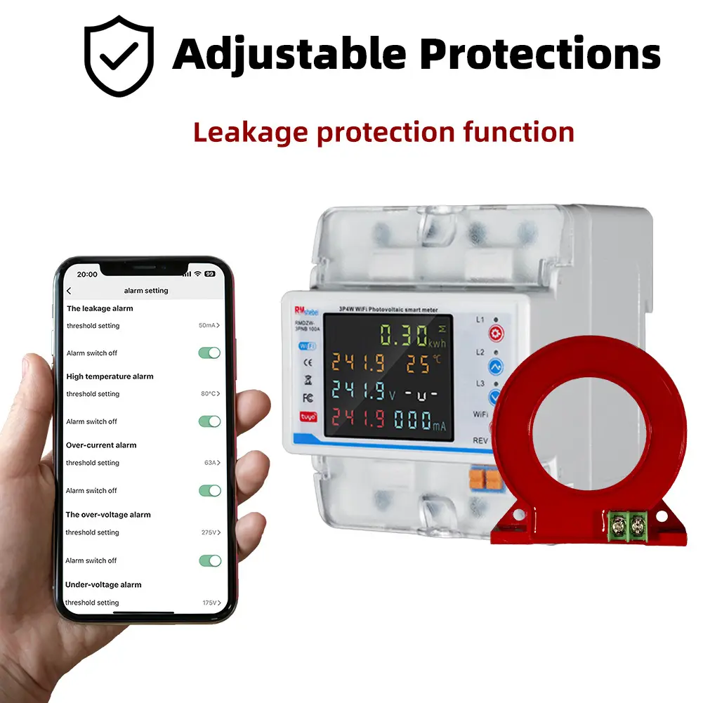 Tuya WiFi Intelligent Circuit Breaker Automatic Reclosure Protector 3P4W Power Meter Three Phase Reclosure Switch Timing
