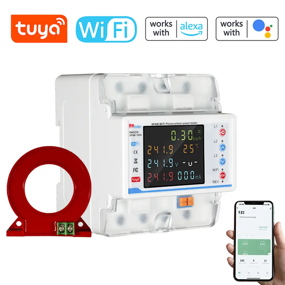Tuya WiFi Intelligent Circuit Breaker Automatic Reclosure Protector 3P4W Power Meter Three Phase Reclosure Switch Timing