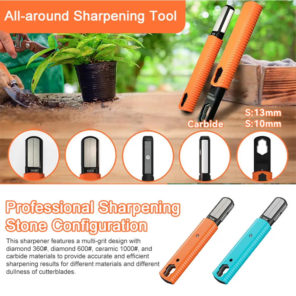 Pocket Sharpener Portable Garden Shears Blade Opener Multi-Function Gardening Electric Pruning Shears Shapening Tools