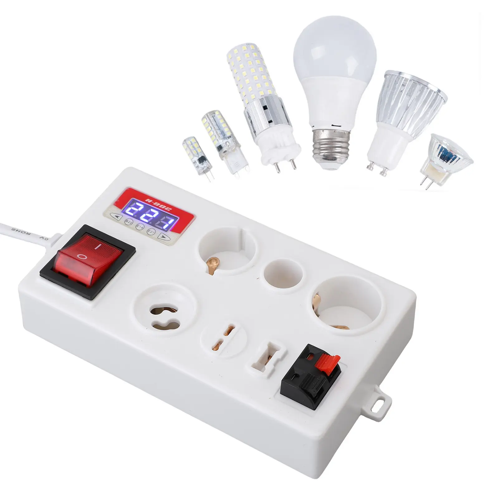 Lamp Tester Box PC Casing LED Display Quick Response LED Voltage Tester Accurate Measurement for B22 E14 E27 GU10 G4 To G12 G9
