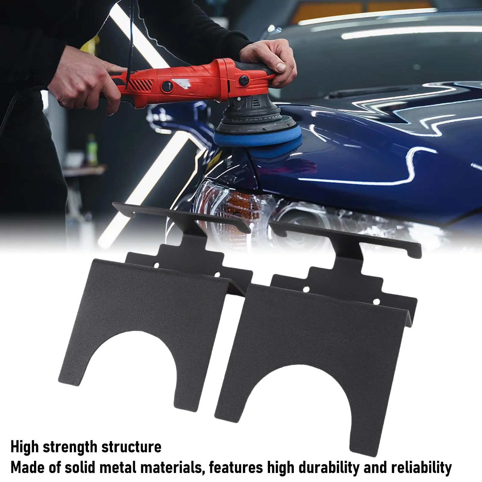 Polisher Storage Rack Wall Mount Polisher Holder Black Angle Grinder Stand Metal Garage Workshop Organizer for Waxing Machines