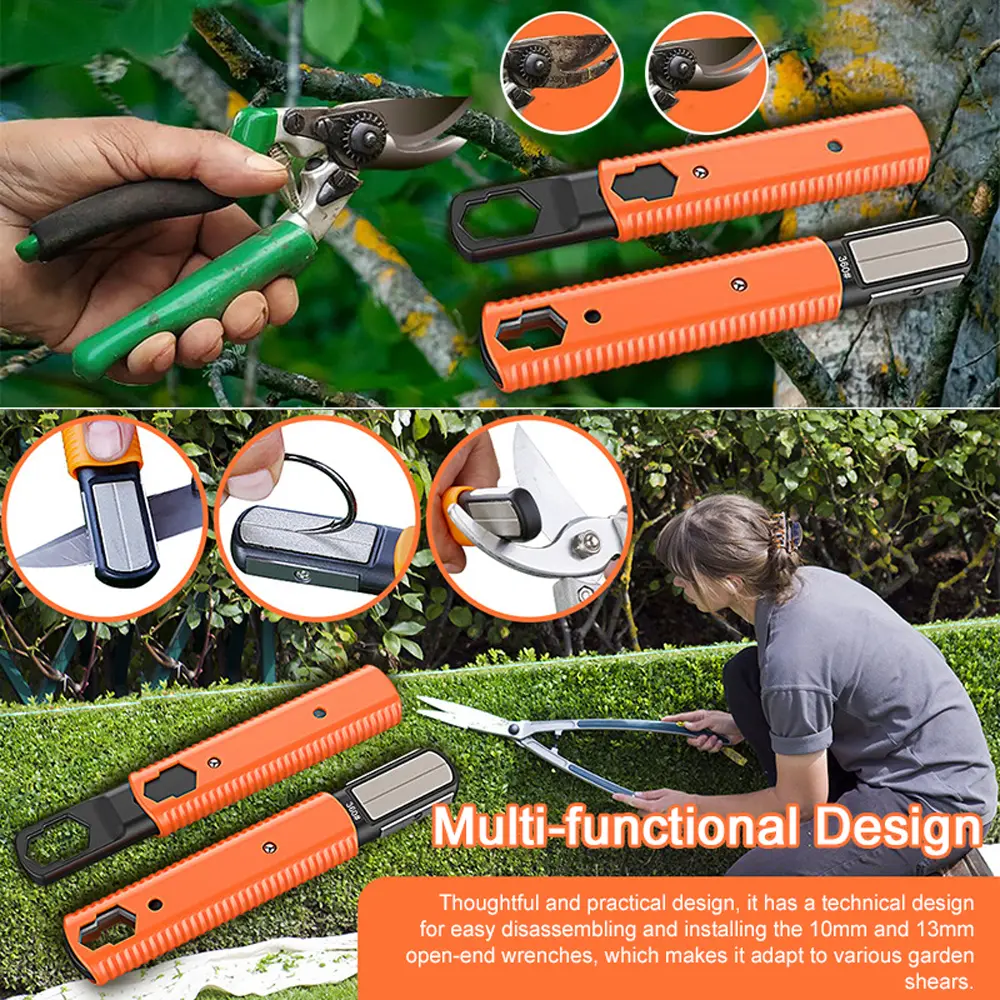Pocket Sharpener Portable Garden Shears Blade Opener Multi-Function Gardening Electric Pruning Shears Shapening Tools