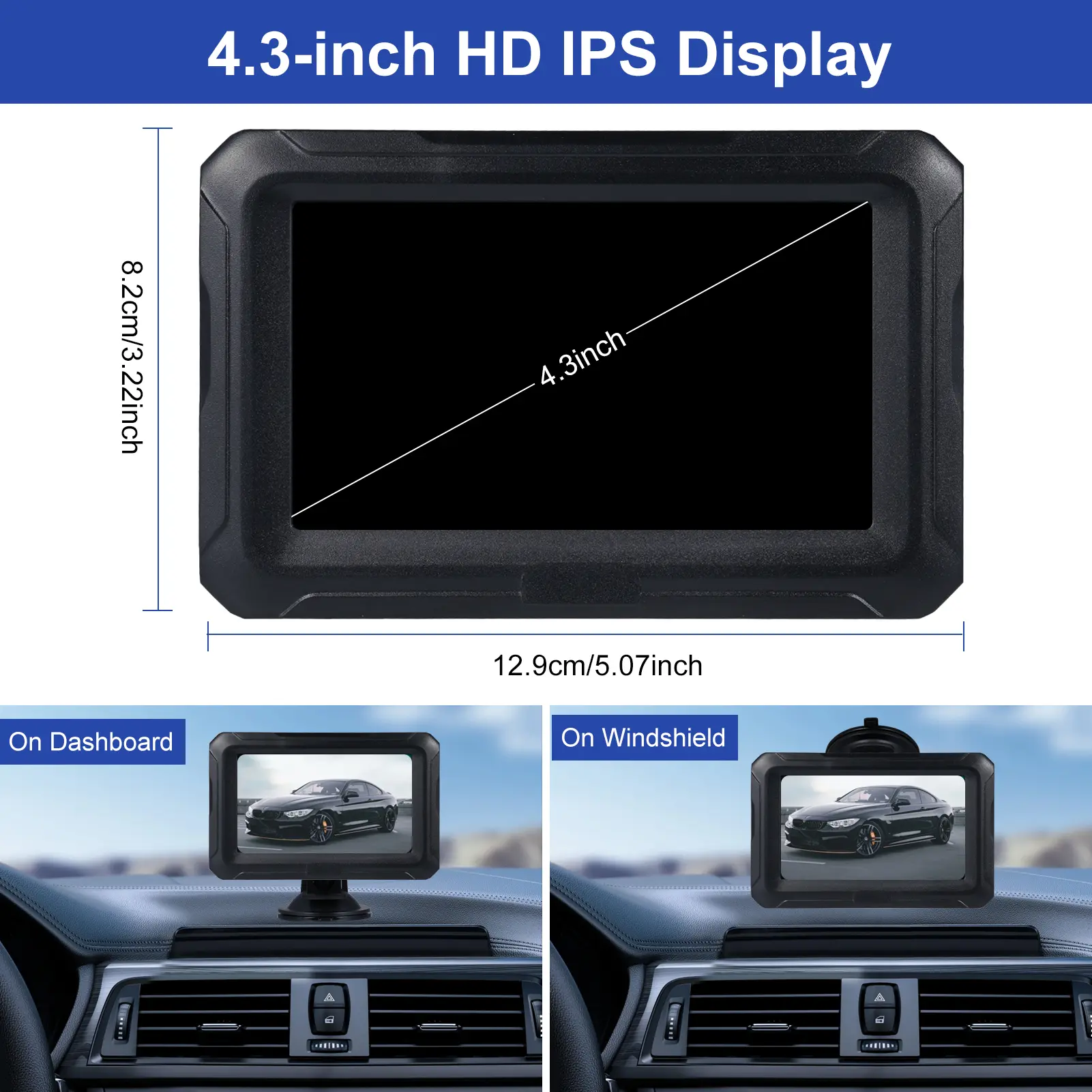 Waterproof Rear View Camera with 4.3-inch IPS Monitor, AHD Night Vision Backup Camera, 150° Wide-angle LED Reverse Camera Kit