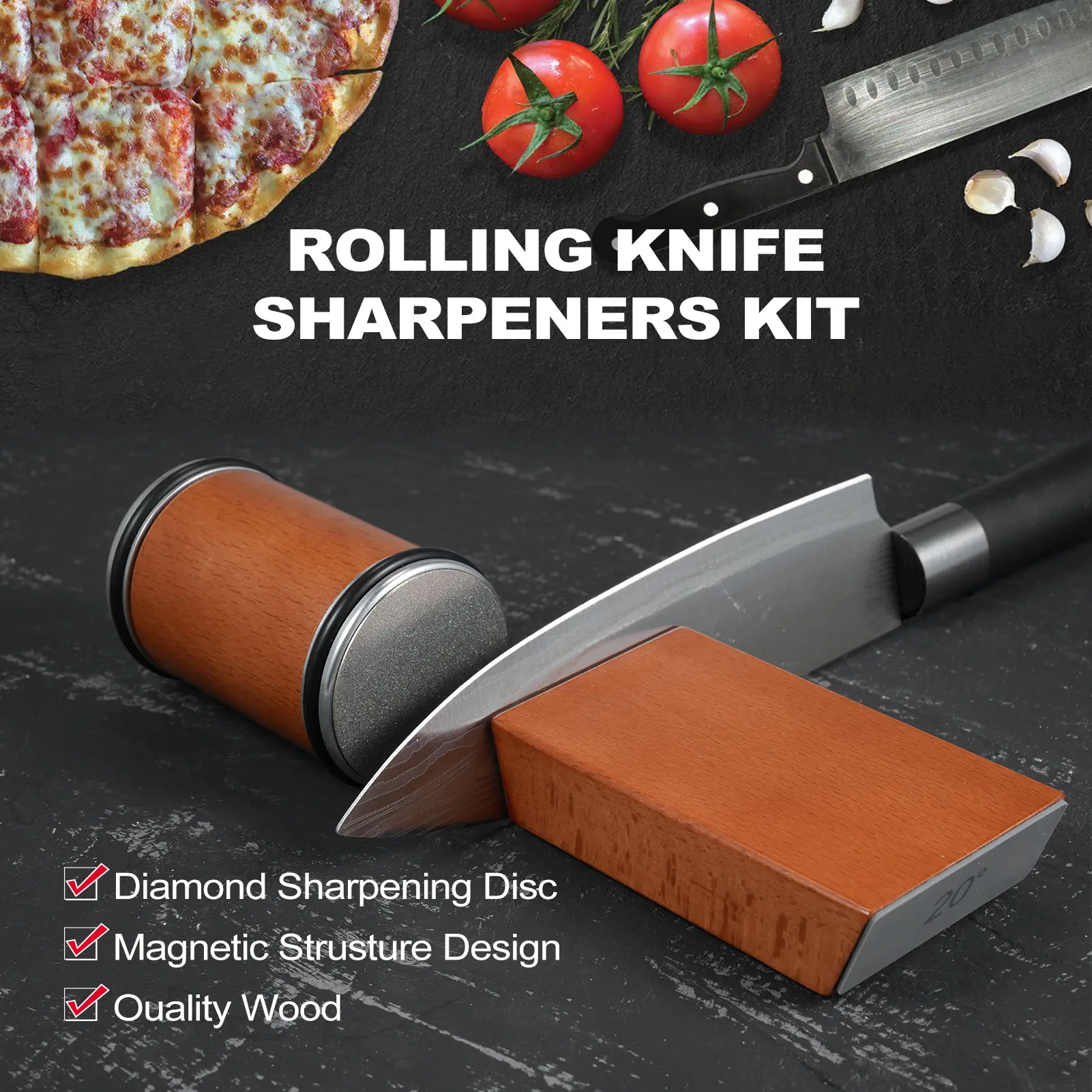 2024 Rolling Knife Sharpener Kit For Straight Edge Roller Knife Sharpening With Industry Diamonds Chef Knife Set Fast Delivery