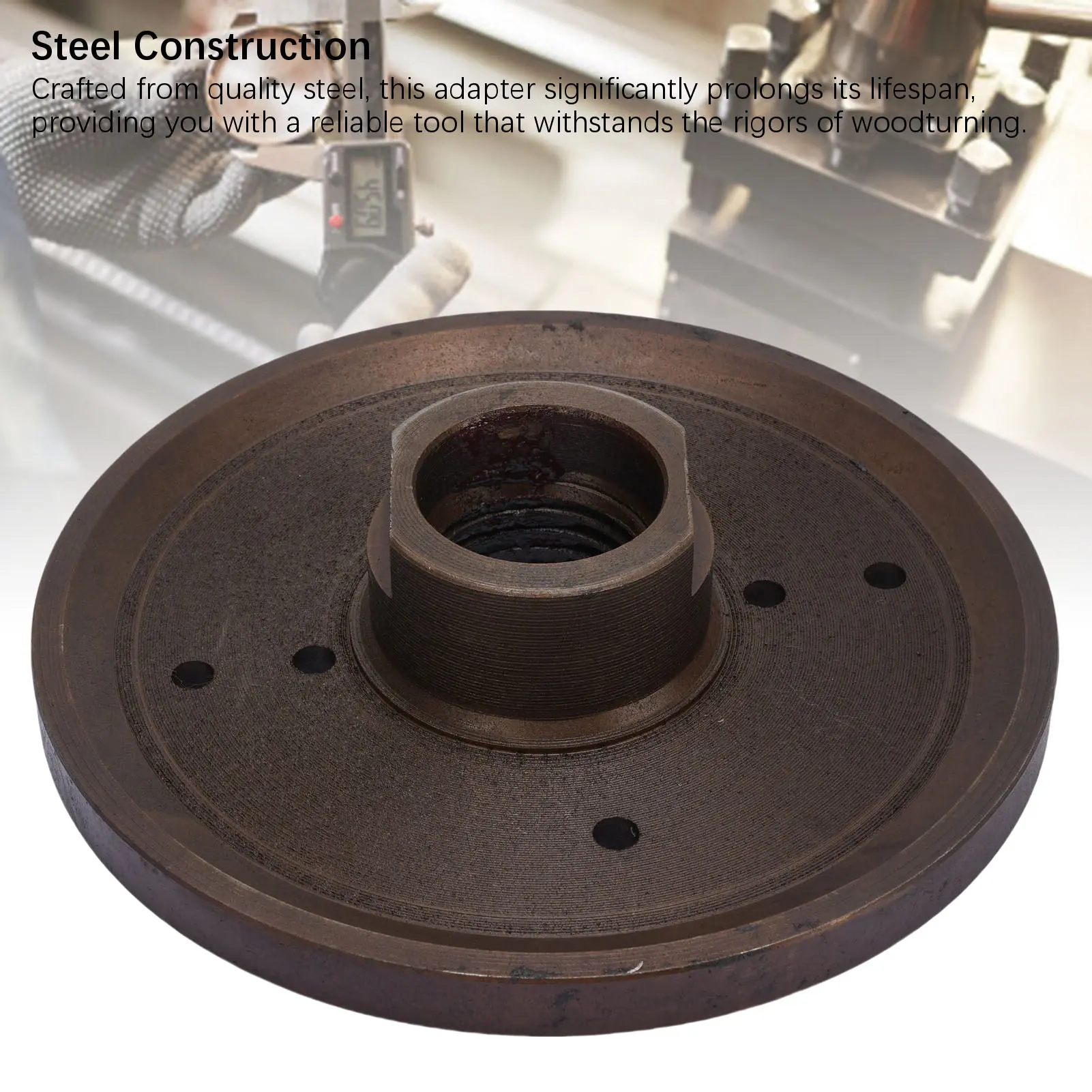 Lathe Headstock Spindle Adapter 1in 8TPI Steel Easy To Install 33mm Center Thread Lathe Spindle Adapter for Small Bowl Turning