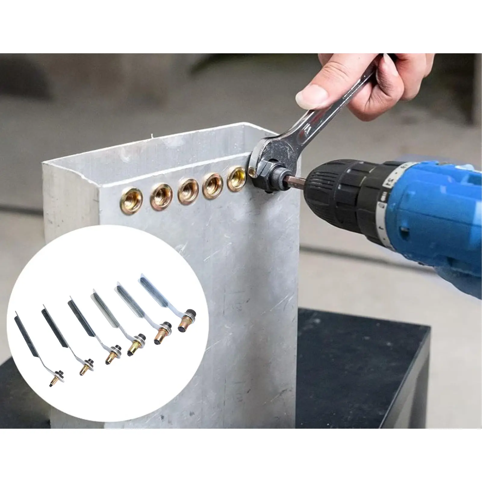 6PCS Rivet Nut Tool Carbon Steel Manual Rivet Nut Pulling Tool Dual Functionality Labor Saving Female Head for Industrial Home