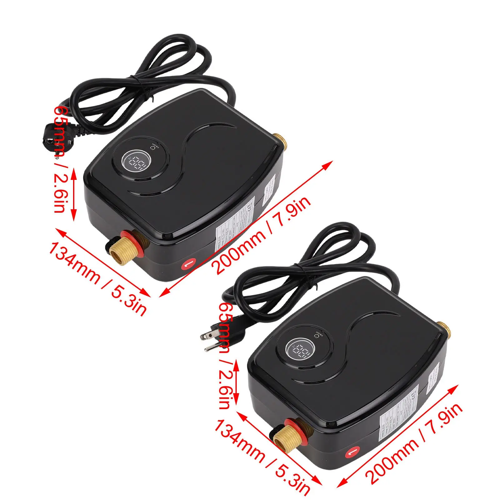 3800W Mini Water Heater  G1/2 Inlet and Outlet Electric Heater for Kitchen Apartment Bathroom RV Black Water Heater