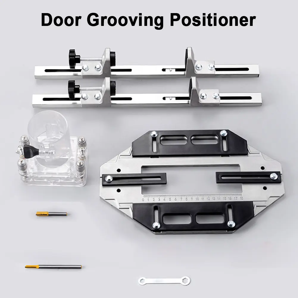 Wood Door Grooving Positioner Woodworking Hole Drilling Guide Locator Multifunctional Hinge Holes Punching Locator
