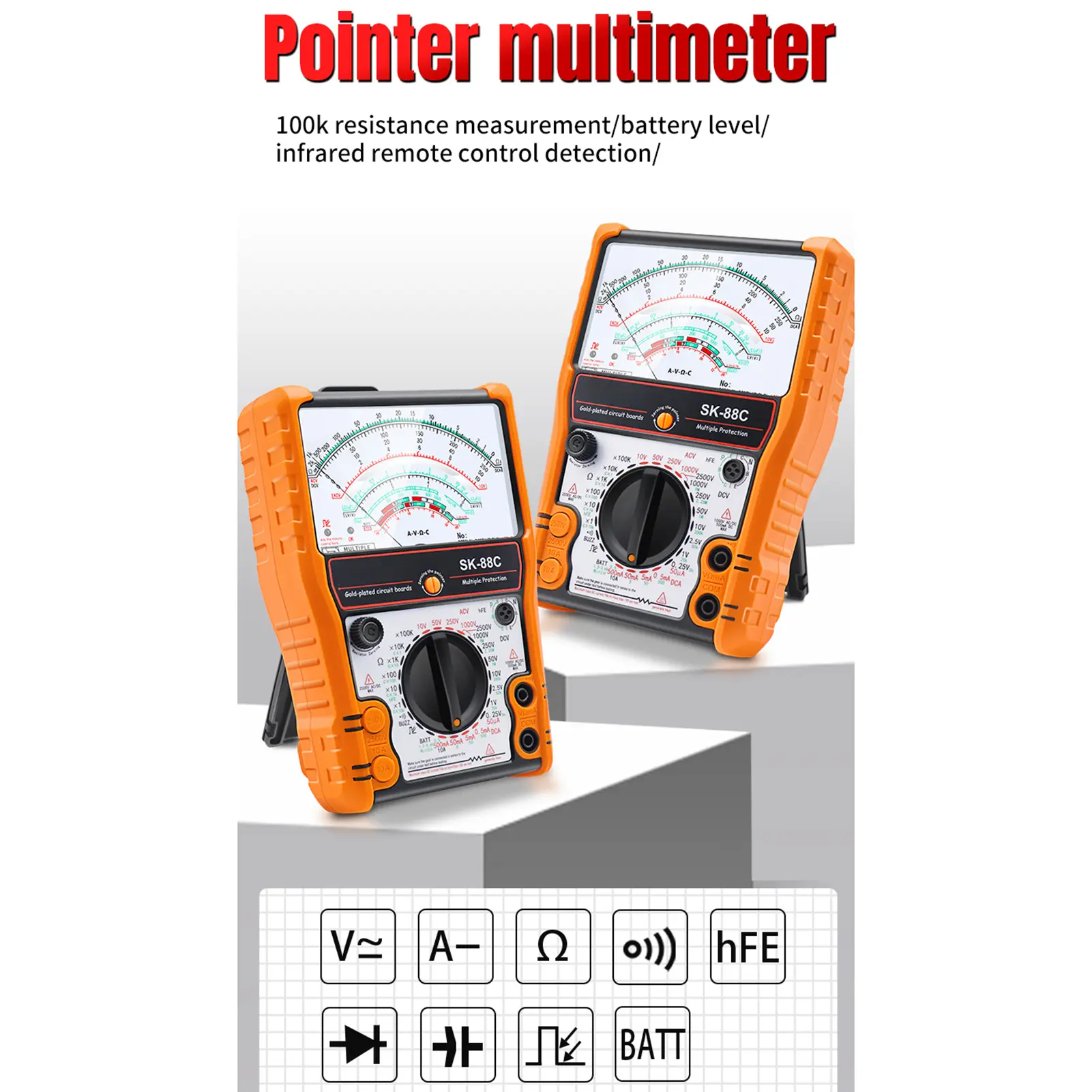 Analog Multimeter Handheld Pointer Multimeter with 11 Functions Multimetro High Sensitivity Wide Range Measurement AC DC2500V