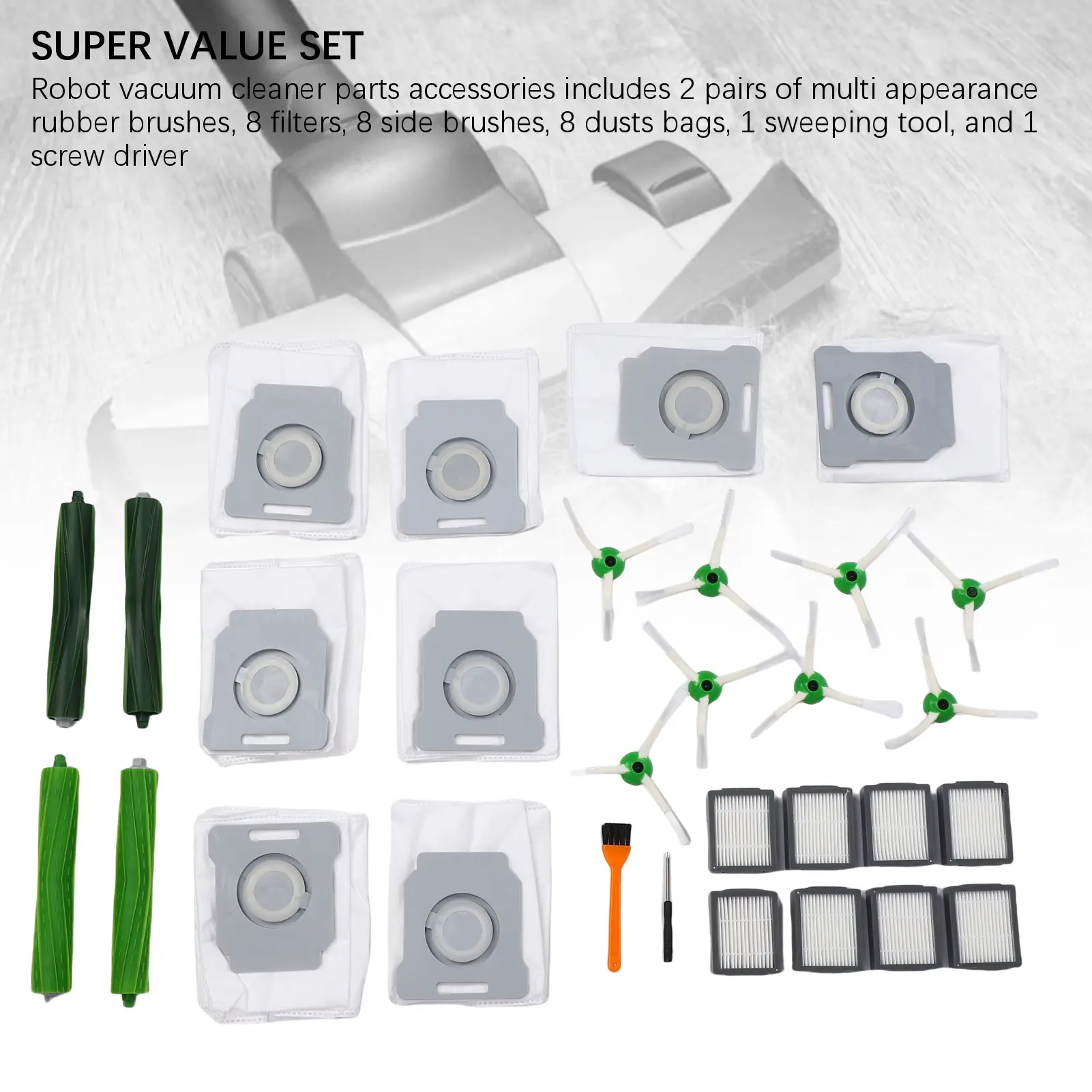 30Pcs Set Vacuum Cleaner Parts Accessories Set Washable Robot Vacuum Cleaner Parts Accessories Complete PC Rubber for Sweeping