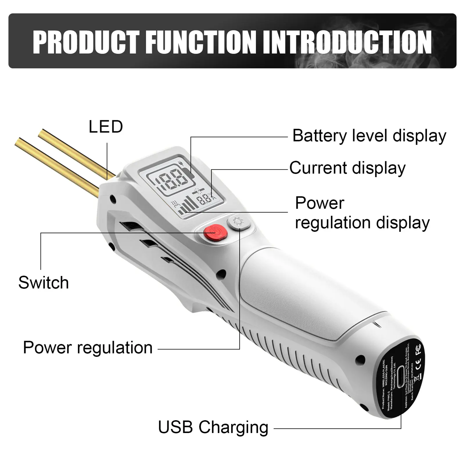Cordless Plastic Welder, Plastic Repair Welding Gun, Car Bumper, LCD Display Plastic Repair Kit with 200pcs Welding Nails LED