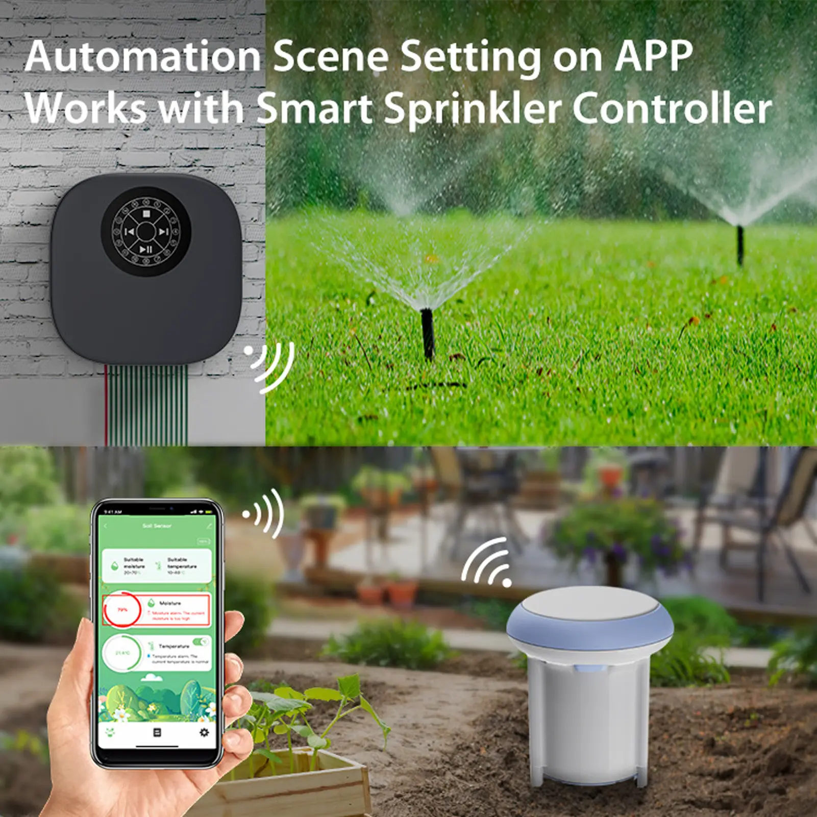 Smart Soil Sensor 2.4G WiFi Bluetooth 5.0 IP66 Water Proof Soil Temperature and Humidity Tester for Garden Lawn WiFi Soil Sensor