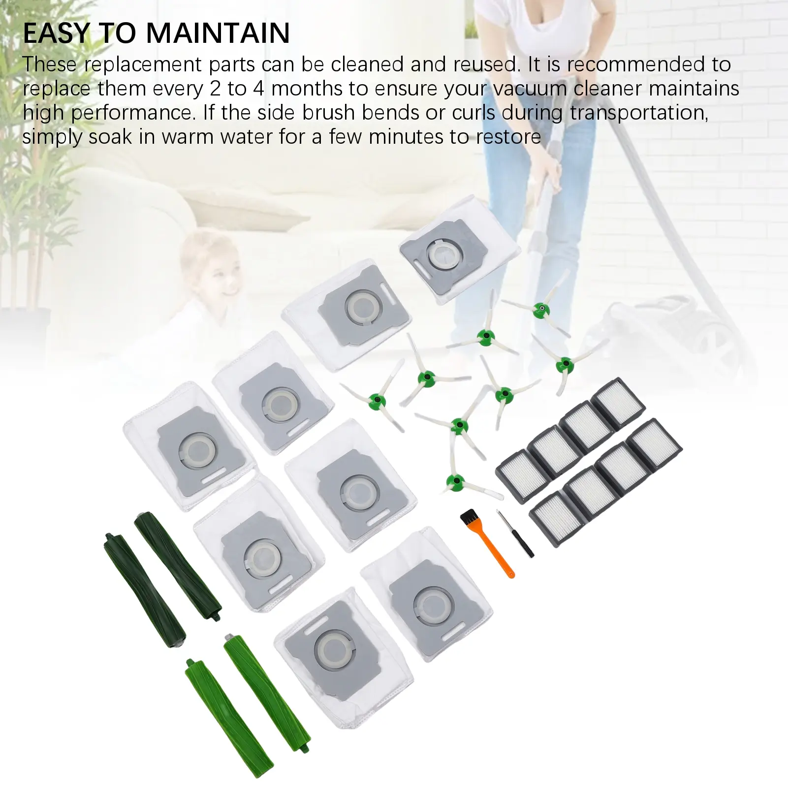 30Pcs Set Vacuum Cleaner Parts Accessories Set Washable Robot Vacuum Cleaner Parts Accessories Complete PC Rubber for Sweeping
