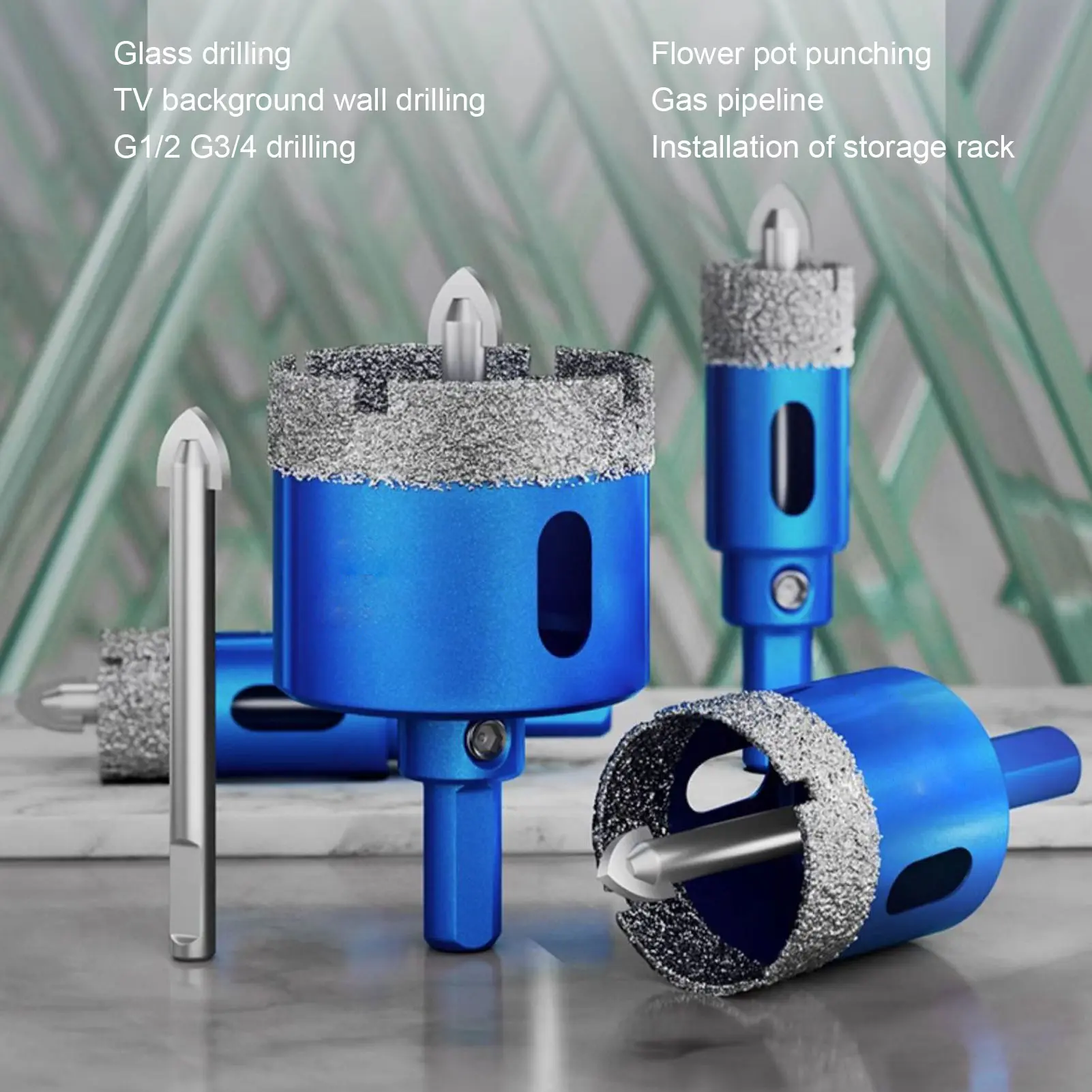 5PCS/set Drill Bit 18 20 25 35 45mm  Hole Saw Drill Bit Set Anti Slip Accurate Positioning for Ceramic Tile Glass Marble