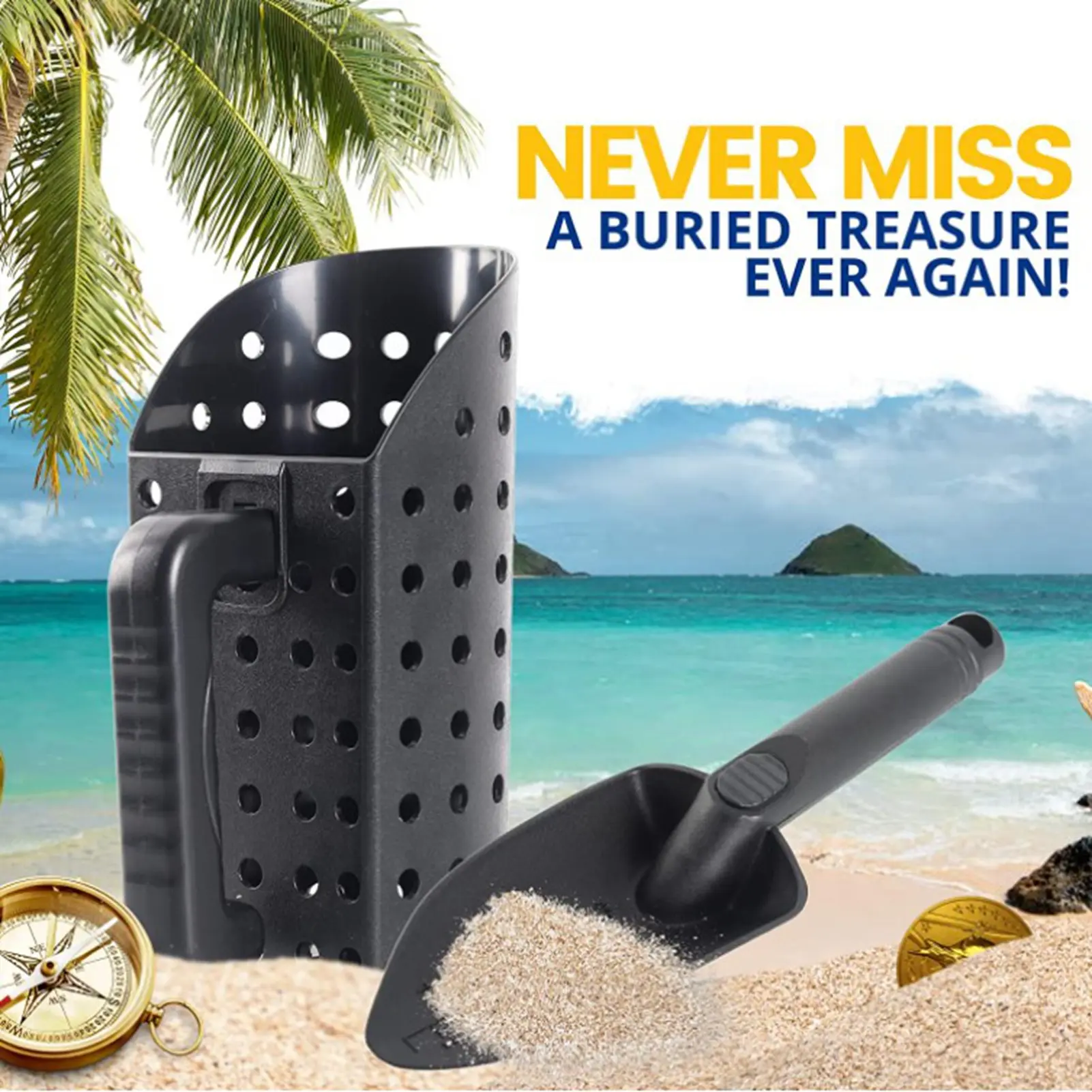 Metal Detecting Sand Scoop Set ABS Plastic Ergonomically Sand Scoop and Trowel Comfortable Grip 1/2 Gallon Capacity for Garden