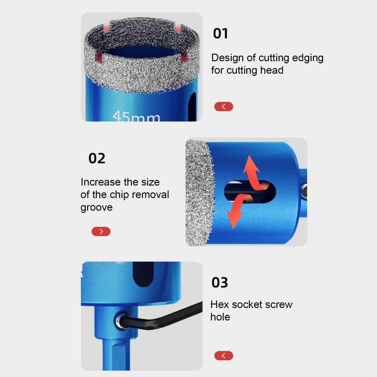 5PCS/set Drill Bit 18 20 25 35 45mm  Hole Saw Drill Bit Set Anti Slip Accurate Positioning for Ceramic Tile Glass Marble