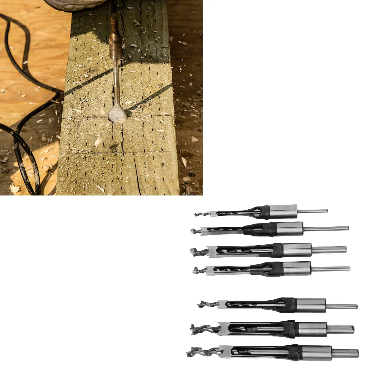 7PCS/set Square Hole Mortising Drill Bits Woodworking Square Hole Saw Bit Set 1/4 5/16 3/8 7/16 1/2 9/16 5/8 Inch