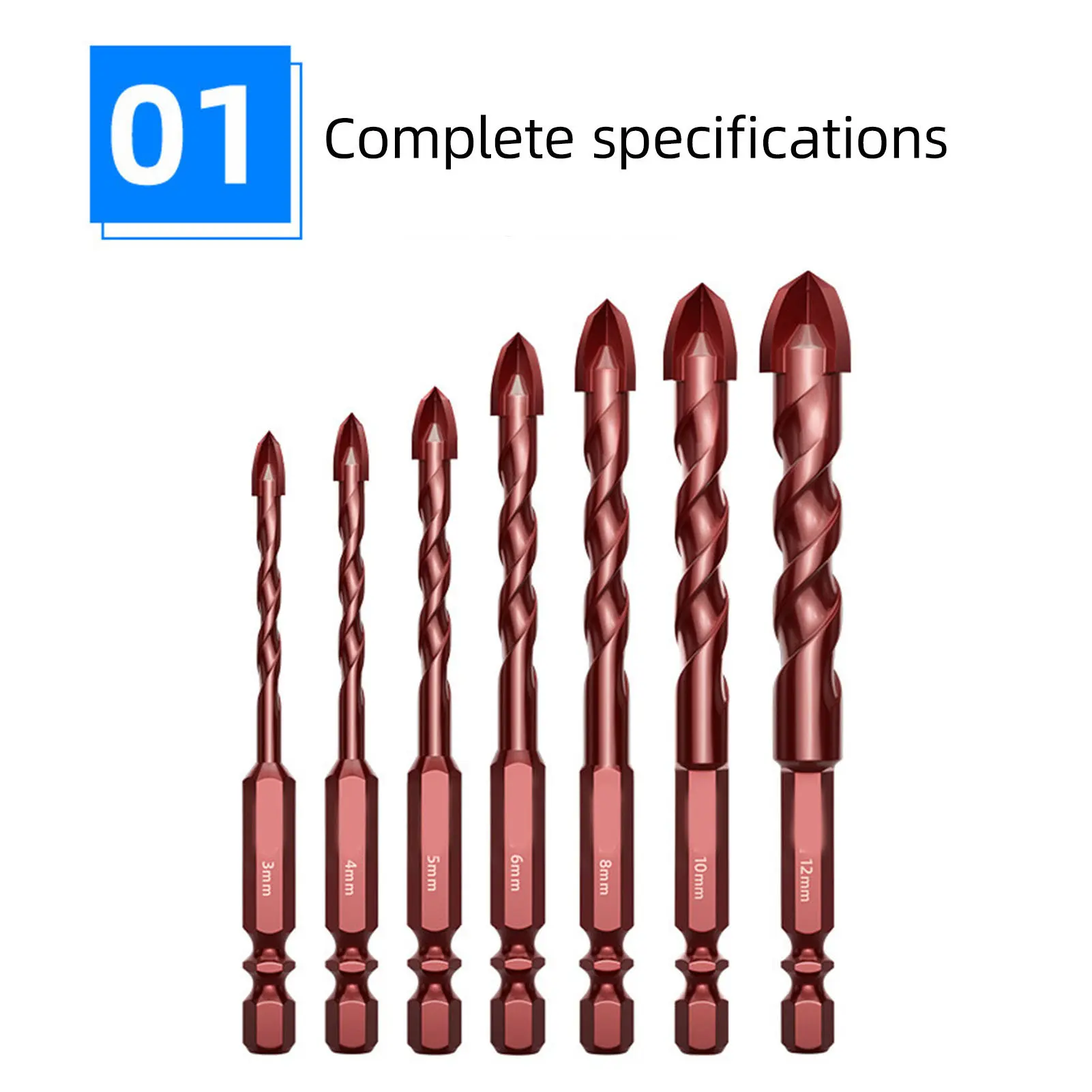 10PCS High Cobalt Drill Bit Set 1/8in To 1/2in Masonry Drill Bits Prevent Wear Accurate 7 Specifications Fast for Ceramic Wood