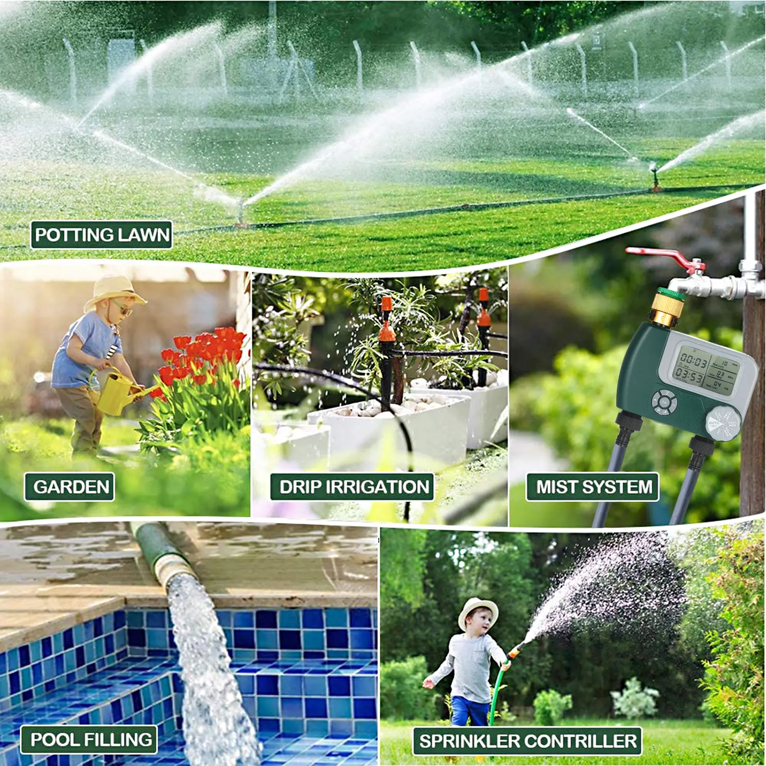 Programmable Digital Hose Faucet Timer Outdoor Battery Operated Automatic Watering Sprinkler System Irrigation Controller Garden