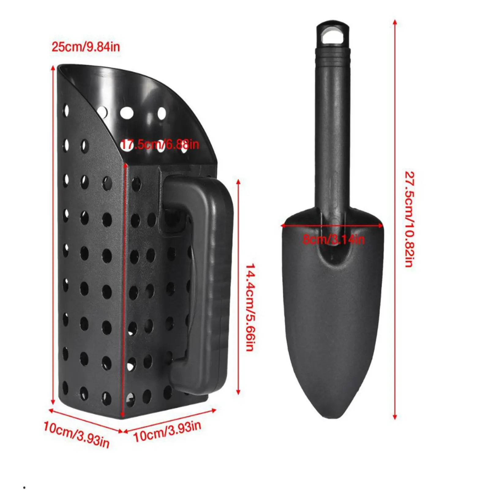 Metal Detecting Sand Scoop Set ABS Plastic Ergonomically Sand Scoop and Trowel Comfortable Grip 1/2 Gallon Capacity for Garden