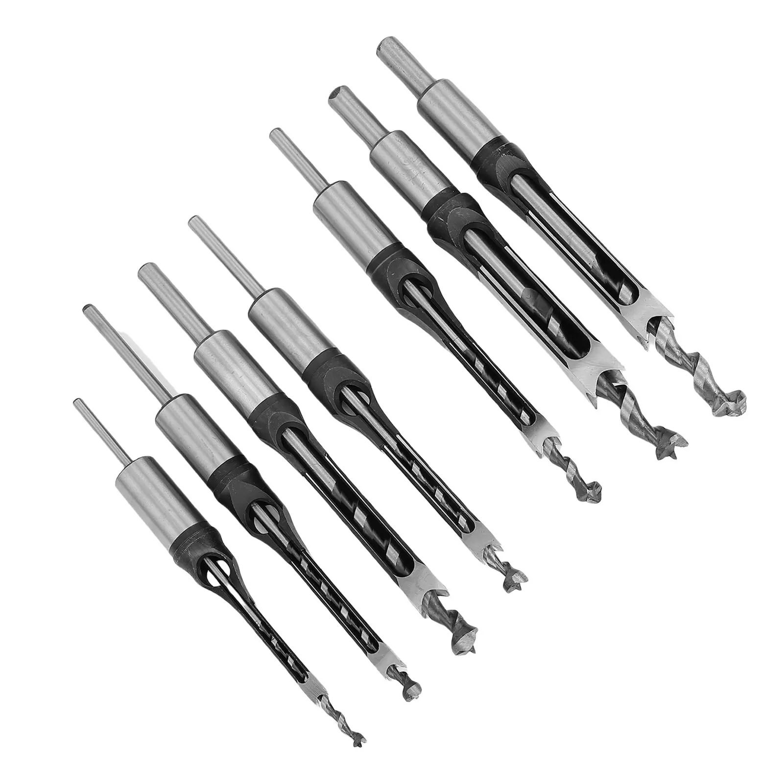 7PCS/set Square Hole Mortising Drill Bits Woodworking Square Hole Saw Bit Set 1/4 5/16 3/8 7/16 1/2 9/16 5/8 Inch