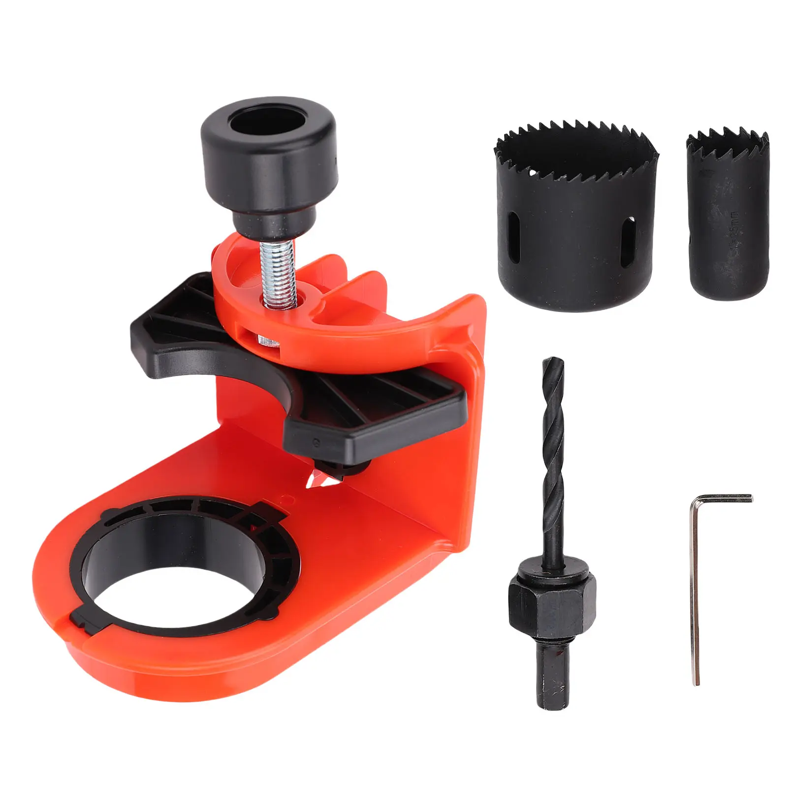 Door Lock Installation Kit Professional Adjustable Jig Tool for 1-3/8in to 1-3/4in Thickness Wood Doors Orange Door Lock Jig Kit