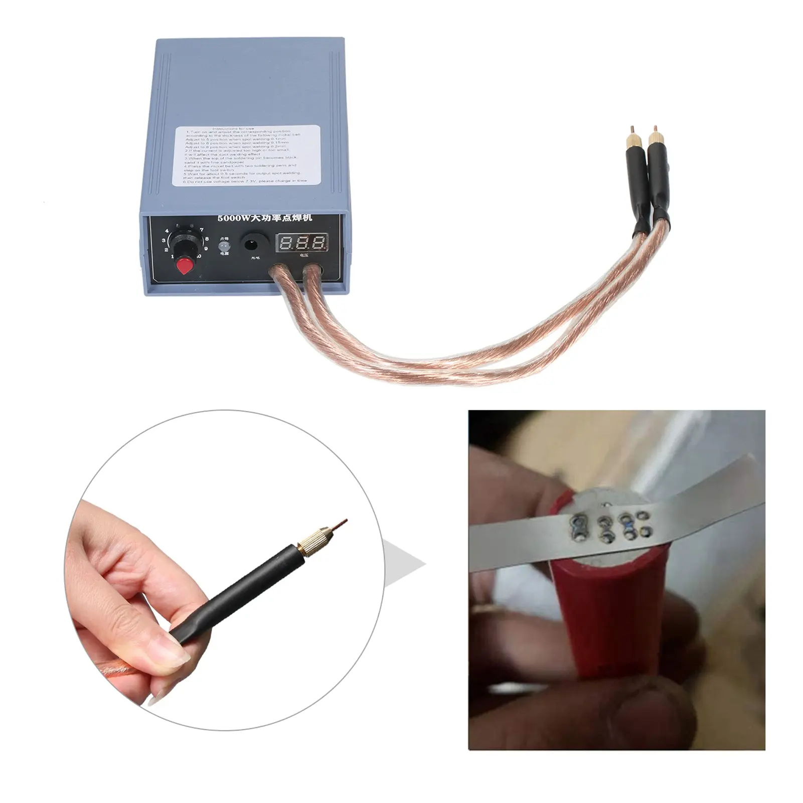 5000W High Power Handheld Spot Welding Machine Portable 0-800A Current Adjustable Welders for lithium battery Battery US Plug