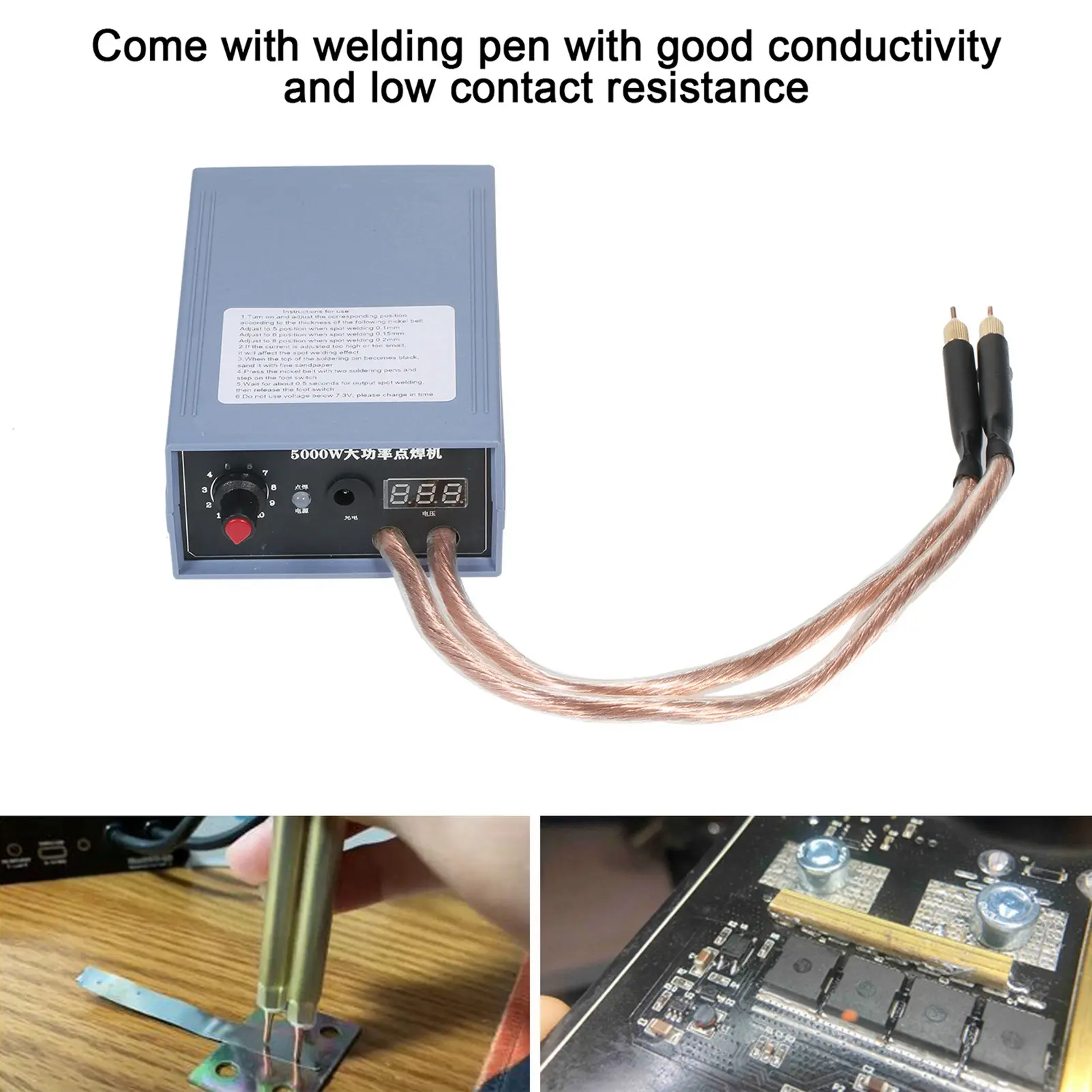 5000W High Power Handheld Spot Welding Machine Portable 0-800A Current Adjustable Welders for lithium battery Battery US Plug