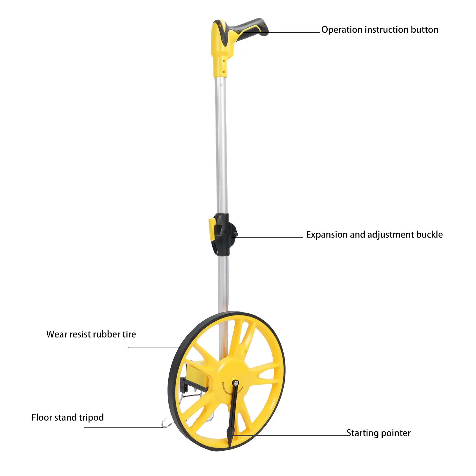Mechanical Measure Wheel Aluminum Alloy Pole Hand Push Accurate Walking Measure Wheel Metric for Individual and Industrial Use