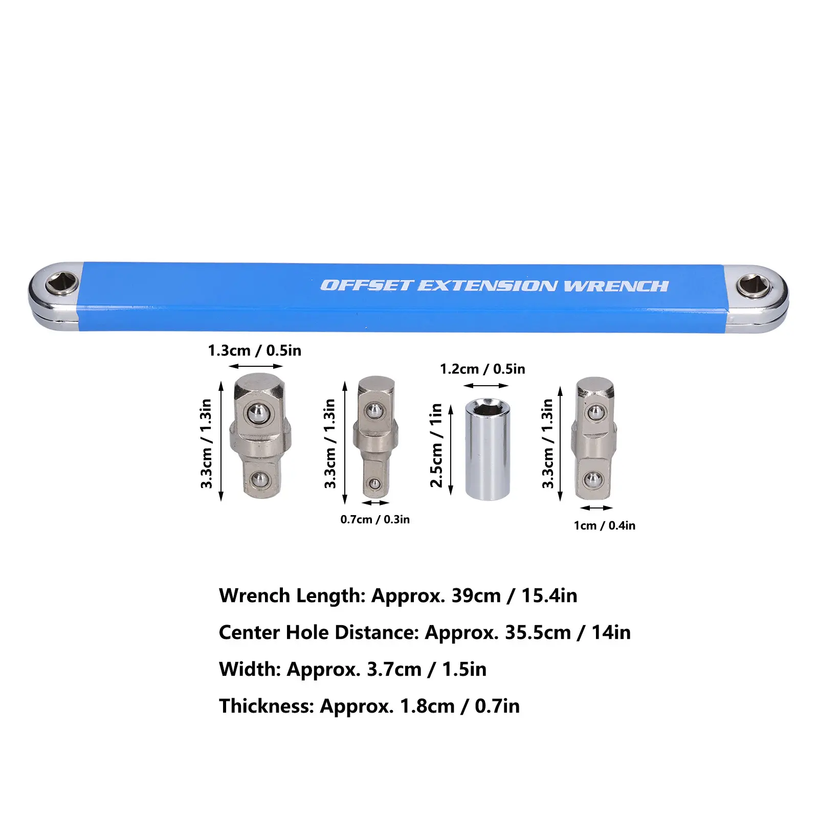 Extension Wrench Set High Carbon Steel Offset Ratchet Spanner Extender with Adapters Socket High Carbon Steel Extension Wrench
