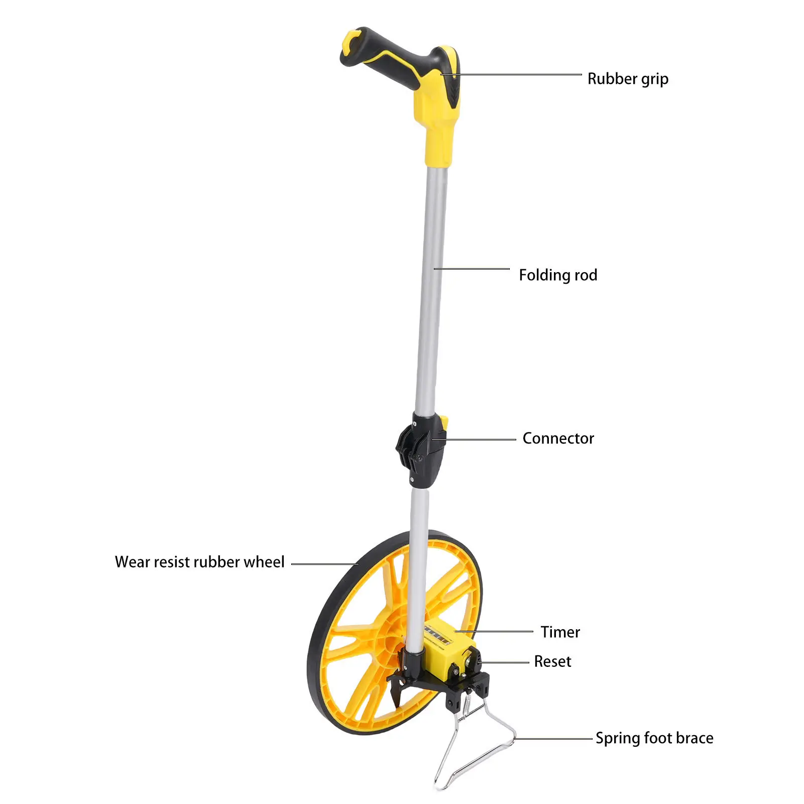 Mechanical Measure Wheel Aluminum Alloy Pole Hand Push Accurate Walking Measure Wheel Metric for Individual and Industrial Use