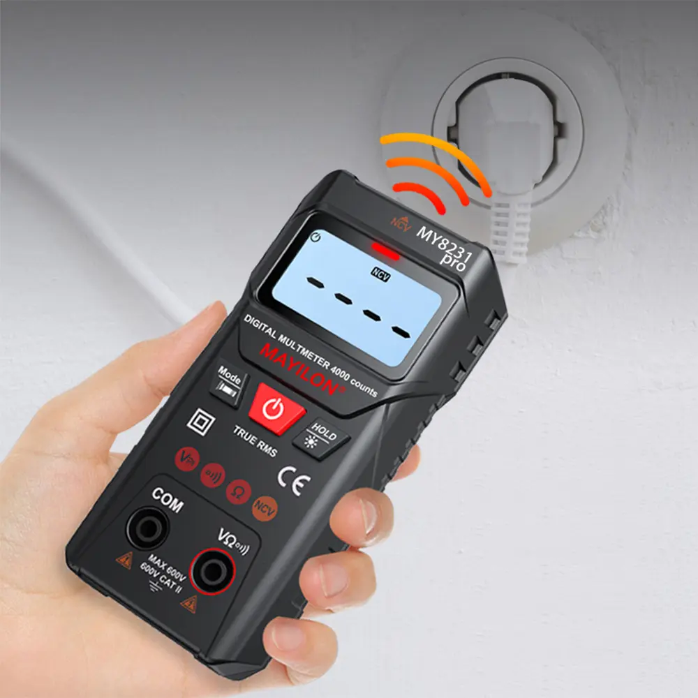 LCD Digital Multimeter Multi Tester with NCV Non-Contact Voltage Detection TRMS 4000 Counts Automatic/Manual Measurement Mode
