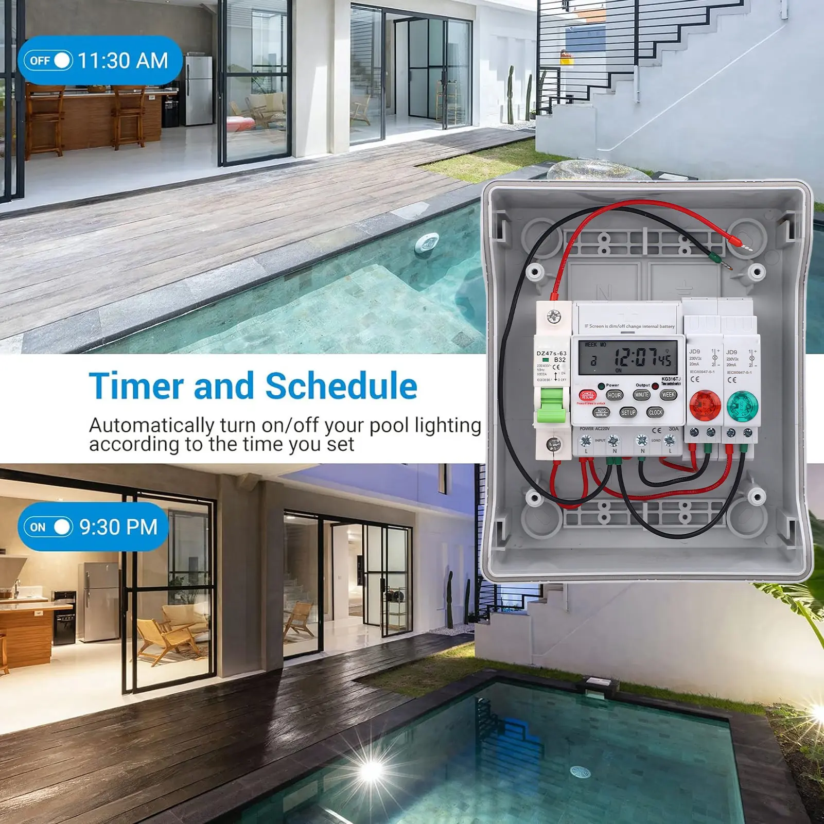 Outdoor Water Proof Distribution Box Accurate Control Digital Timer Box Electrical Improve Efficiency IP65 Protecting for Pump